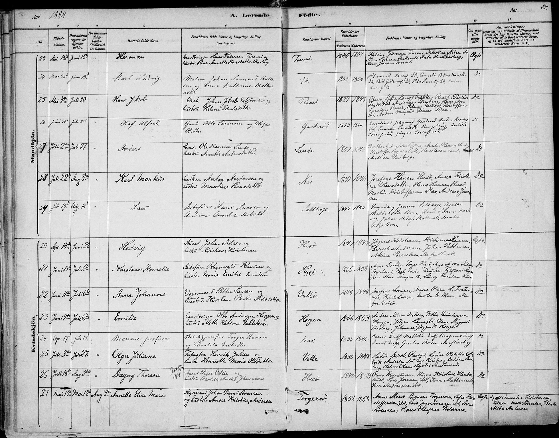 Sem kirkebøker, AV/SAKO-A-5/F/Fb/L0004: Parish register (official) no. II 4, 1878-1891, p. 55