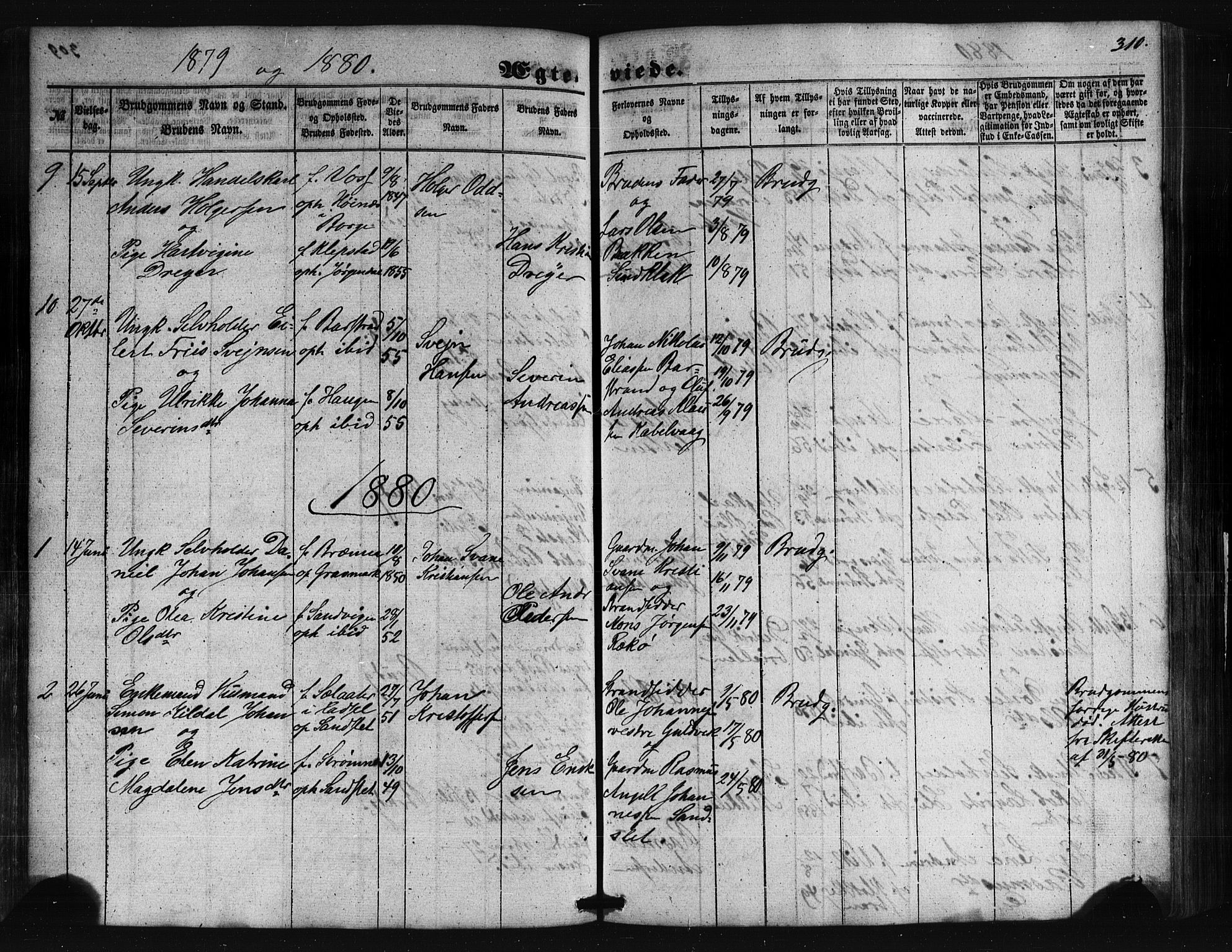 Ministerialprotokoller, klokkerbøker og fødselsregistre - Nordland, SAT/A-1459/876/L1095: Parish register (official) no. 876A01, 1863-1885, p. 310