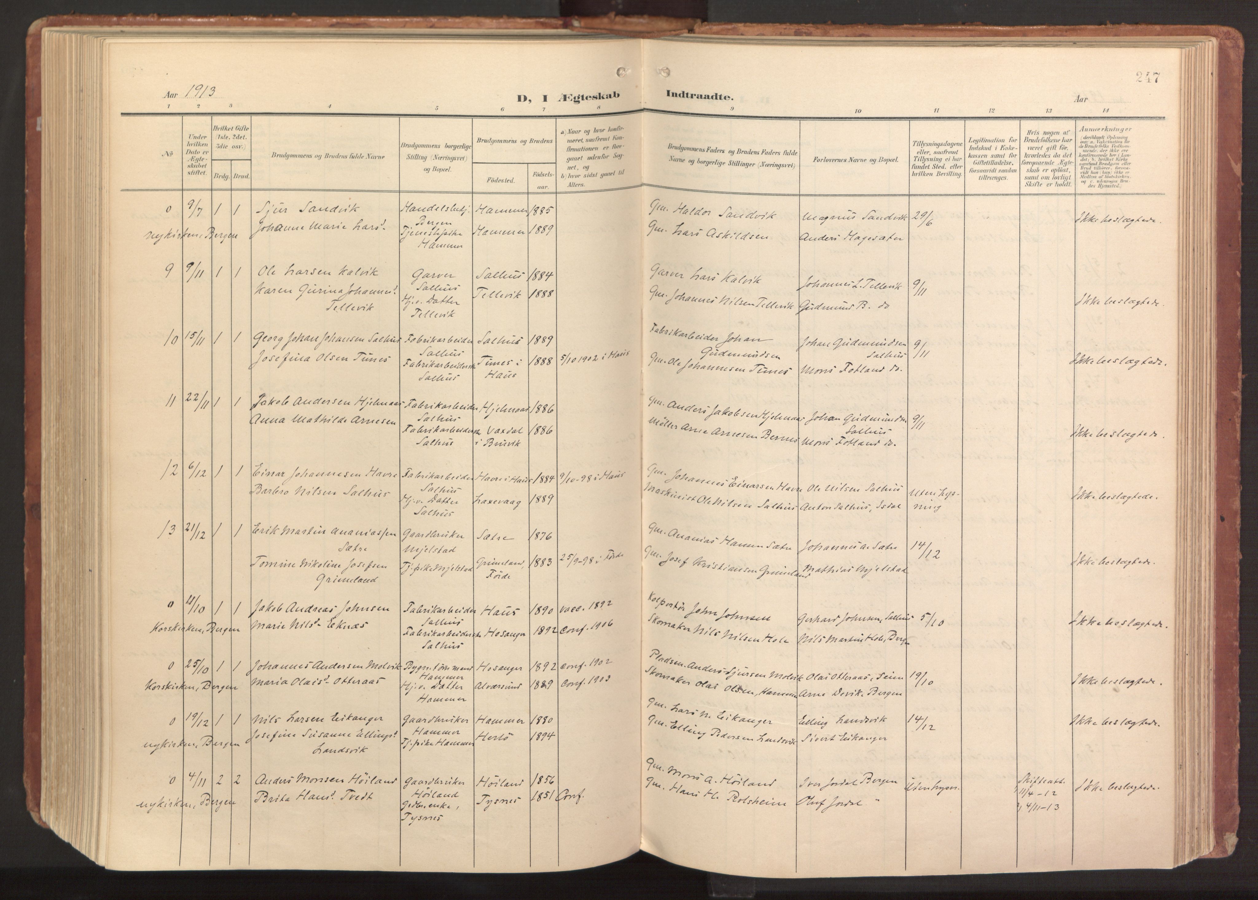 Hamre sokneprestembete, AV/SAB-A-75501/H/Ha/Haa/Haab/L0002: Parish register (official) no. B 2, 1905-1924, p. 247