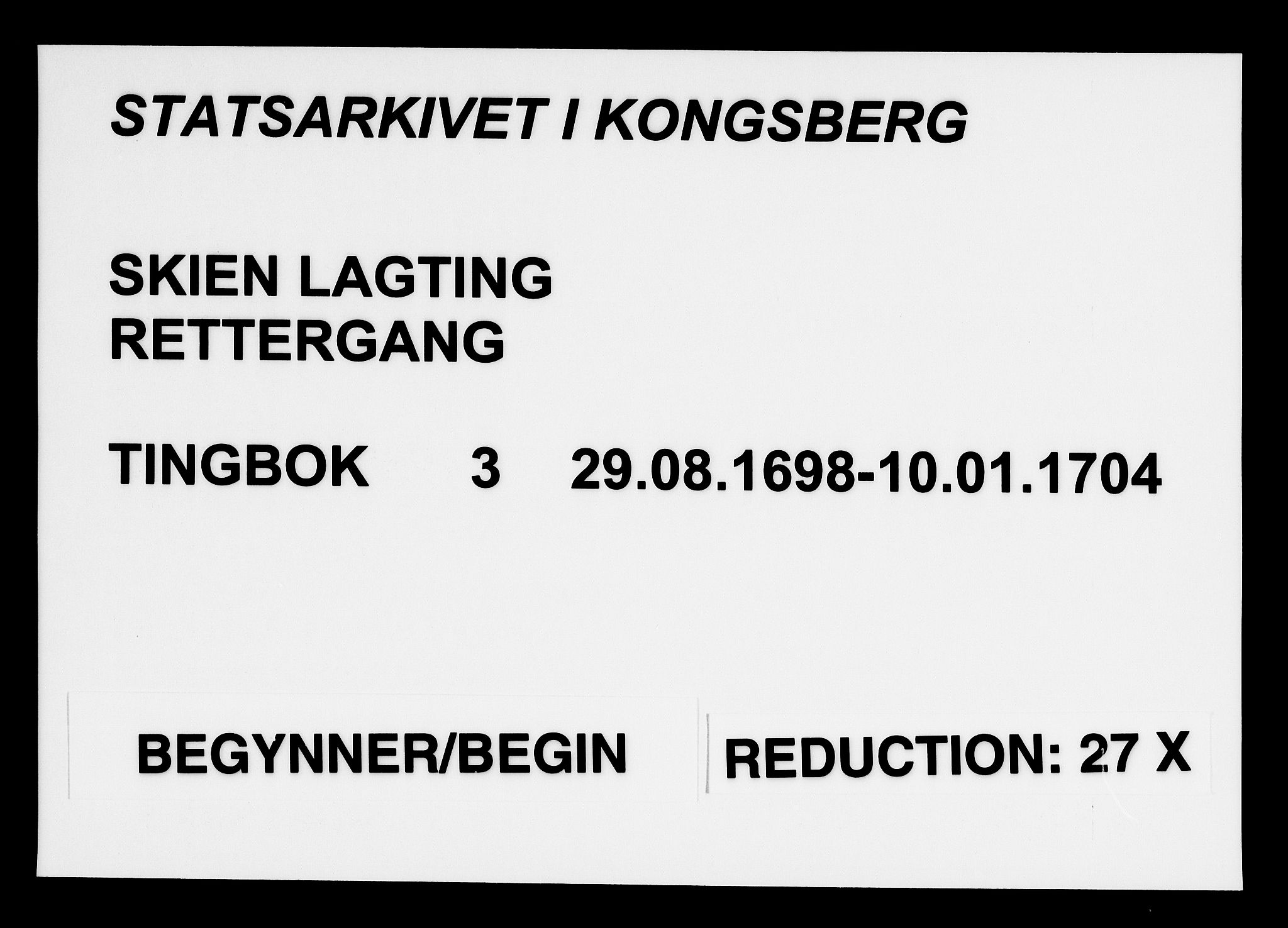 Skien lagting, AV/SAKO-A-803/F/Fa/L0003: Tingbok, 1698-1704