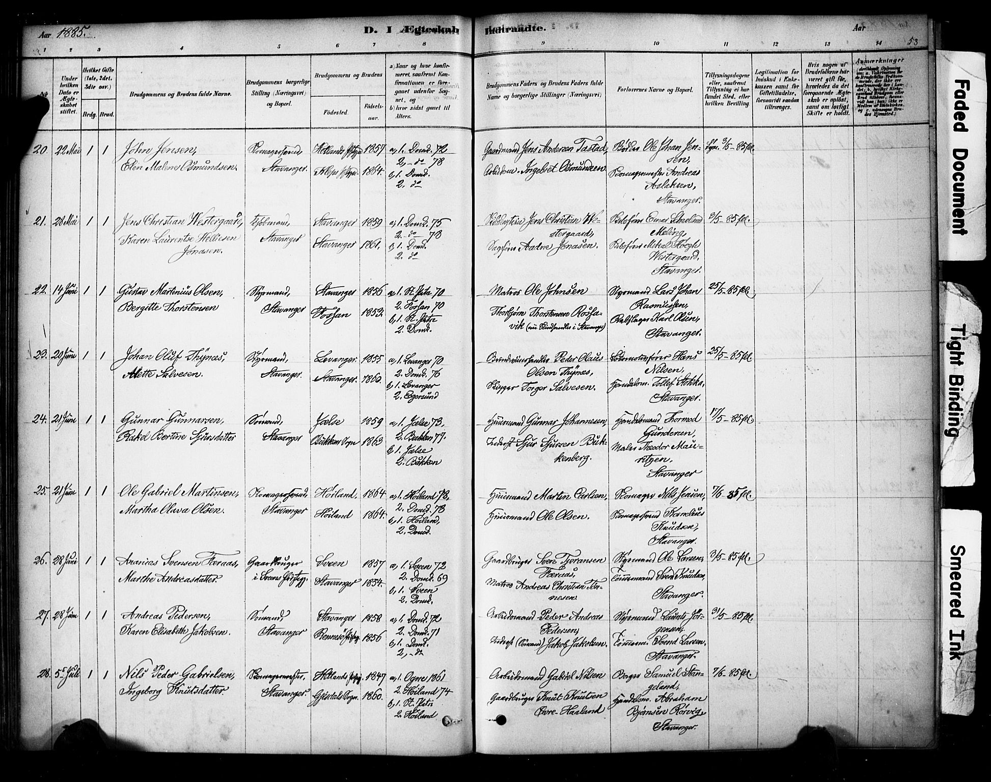 Domkirken sokneprestkontor, AV/SAST-A-101812/001/30/30BA/L0029: Parish register (official) no. A 28, 1878-1904, p. 53