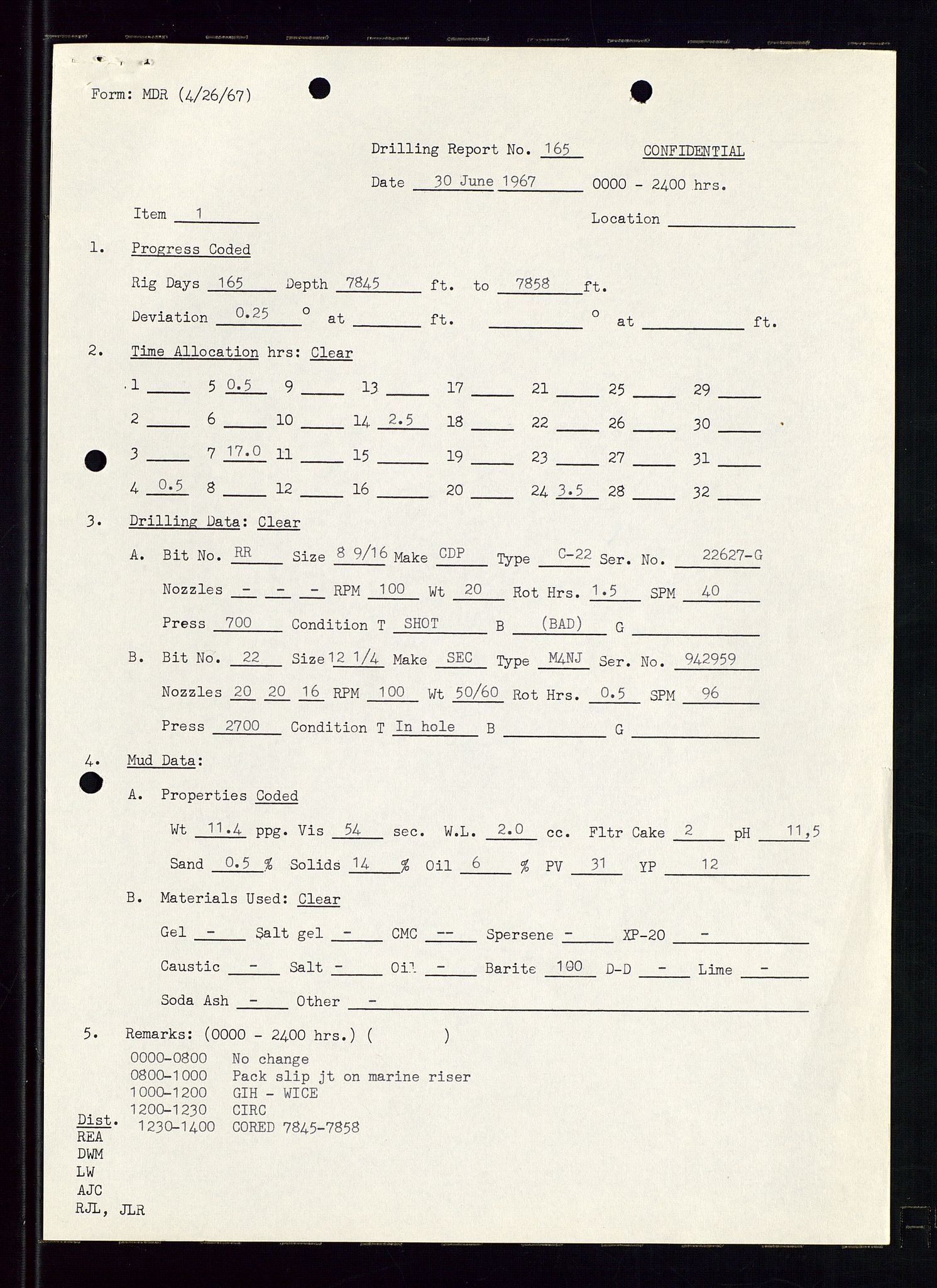 Pa 1512 - Esso Exploration and Production Norway Inc., AV/SAST-A-101917/E/Ea/L0011: Well 25/11-1, 1966-1967, p. 43