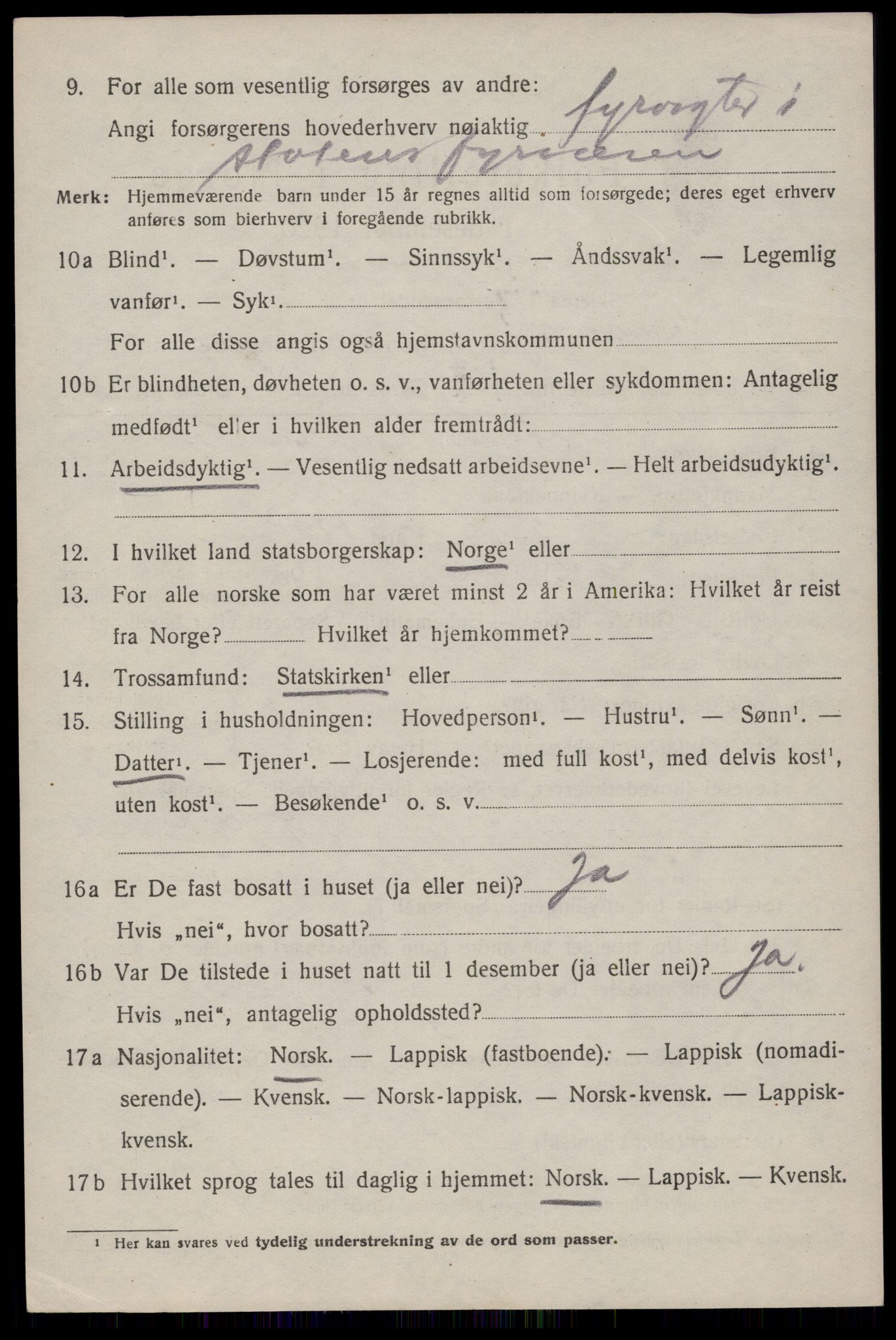 SAT, 1920 census for Værøy, 1920, p. 2222