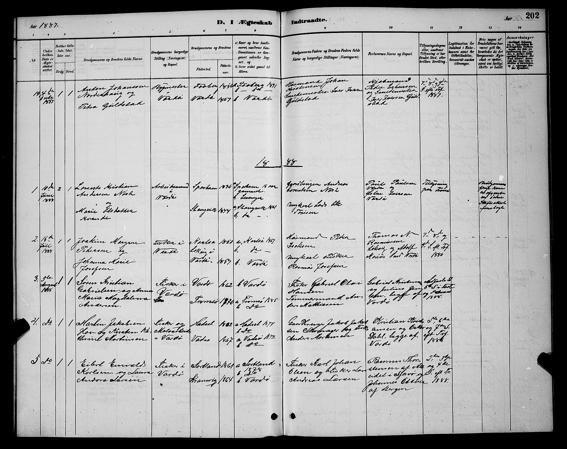 Vardø sokneprestkontor, AV/SATØ-S-1332/H/Hb/L0005klokker: Parish register (copy) no. 5, 1887-1892, p. 202