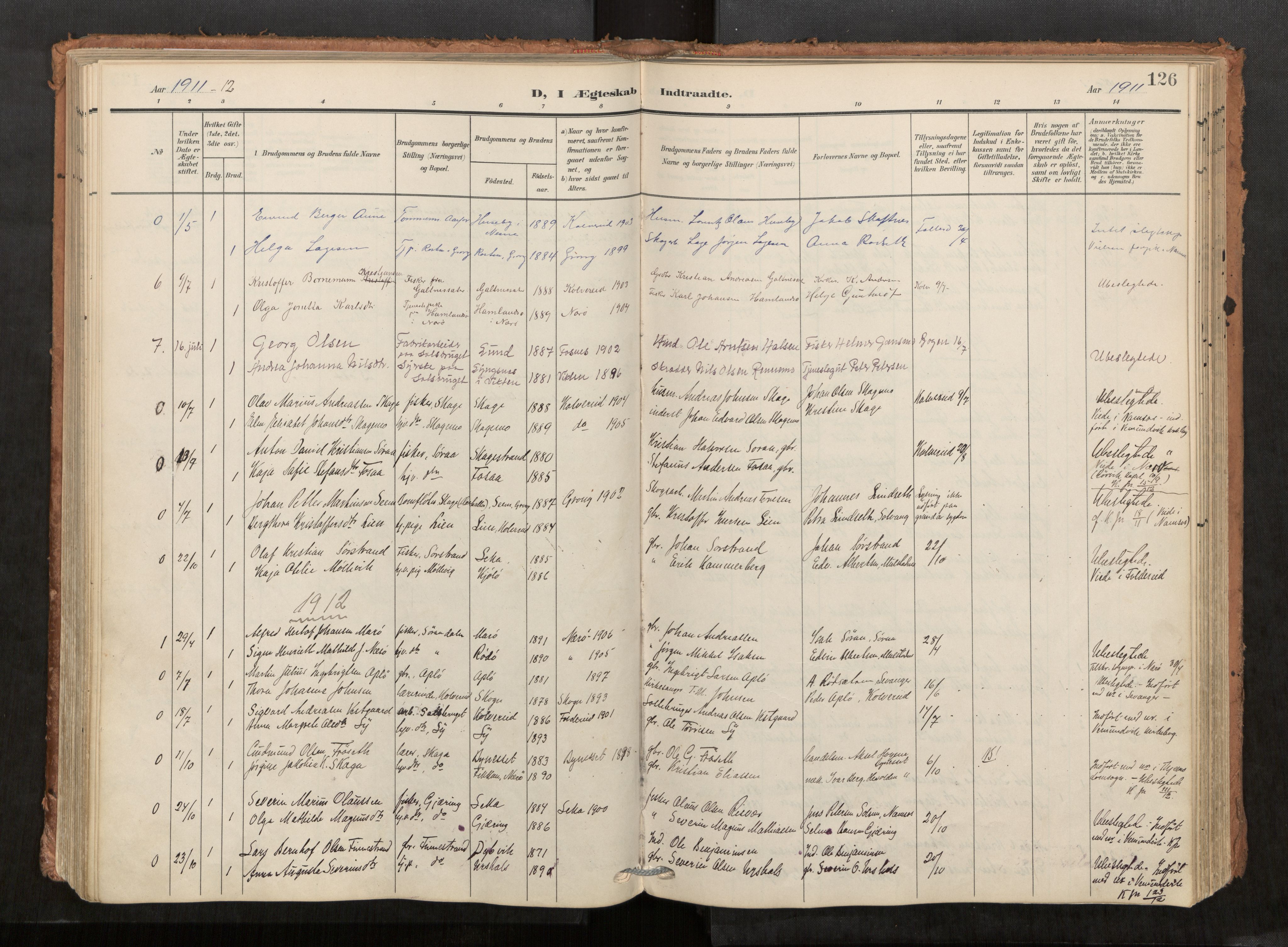 Kolvereid sokneprestkontor, SAT/A-1171/H/Ha/Haa/L0001: Parish register (official) no. 1, 1903-1922, p. 126