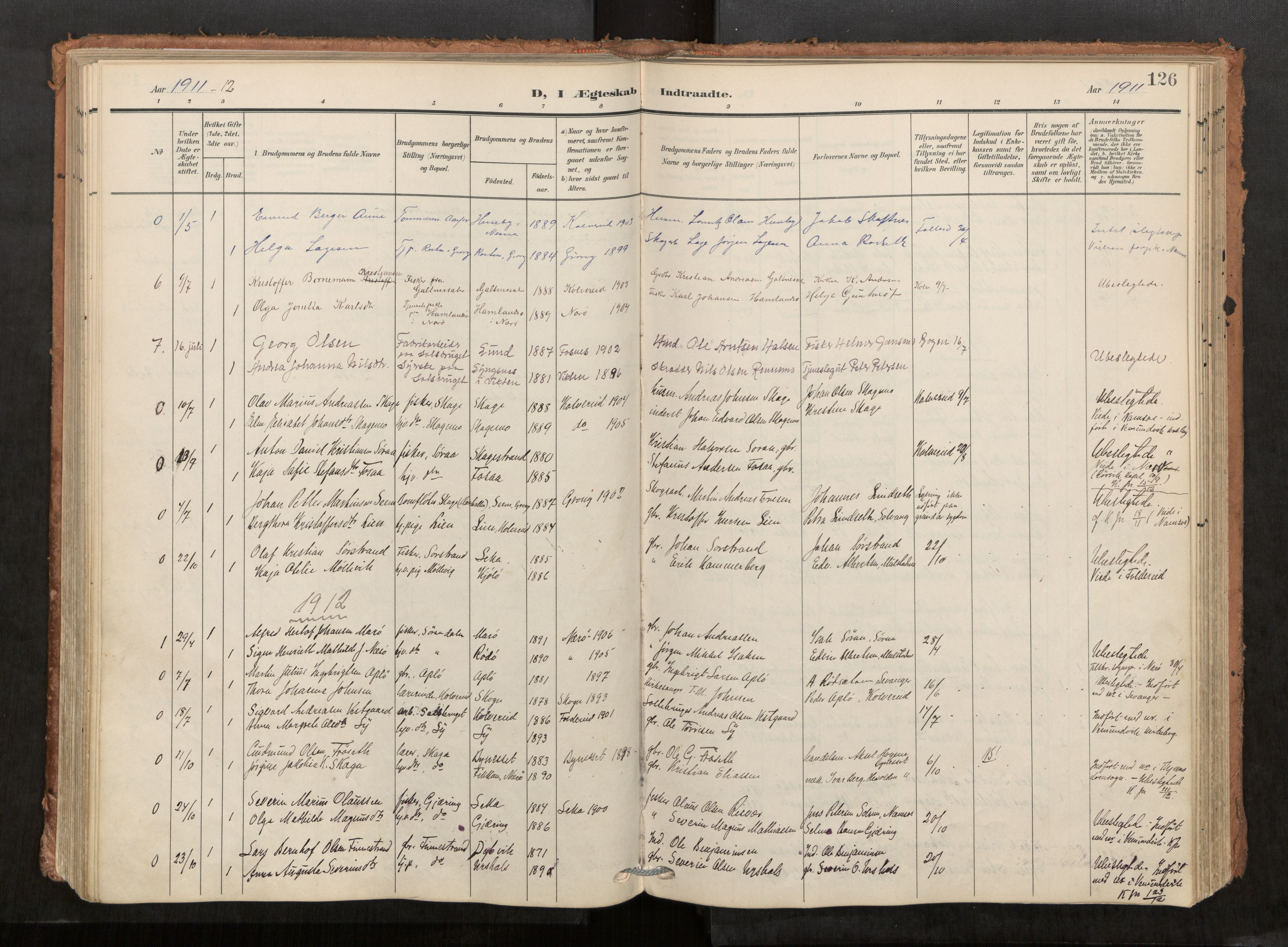 Kolvereid sokneprestkontor, AV/SAT-A-1171/H/Ha/Haa/L0001: Parish register (official) no. 1, 1903-1922, p. 126