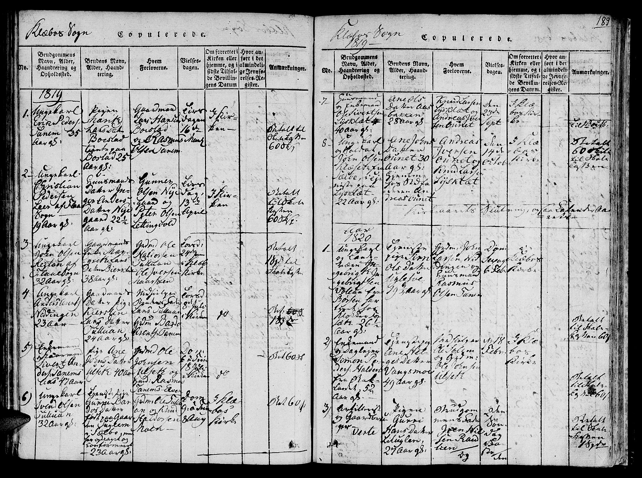Ministerialprotokoller, klokkerbøker og fødselsregistre - Sør-Trøndelag, SAT/A-1456/618/L0439: Parish register (official) no. 618A04 /1, 1816-1843, p. 189