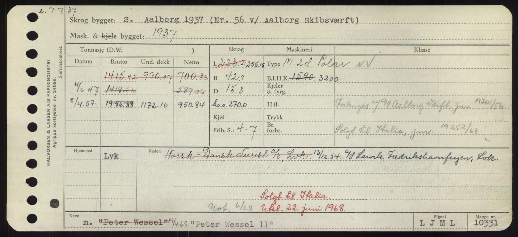 Sjøfartsdirektoratet med forløpere, Skipsmålingen, RA/S-1627/H/Hd/L0029: Fartøy, P, p. 201