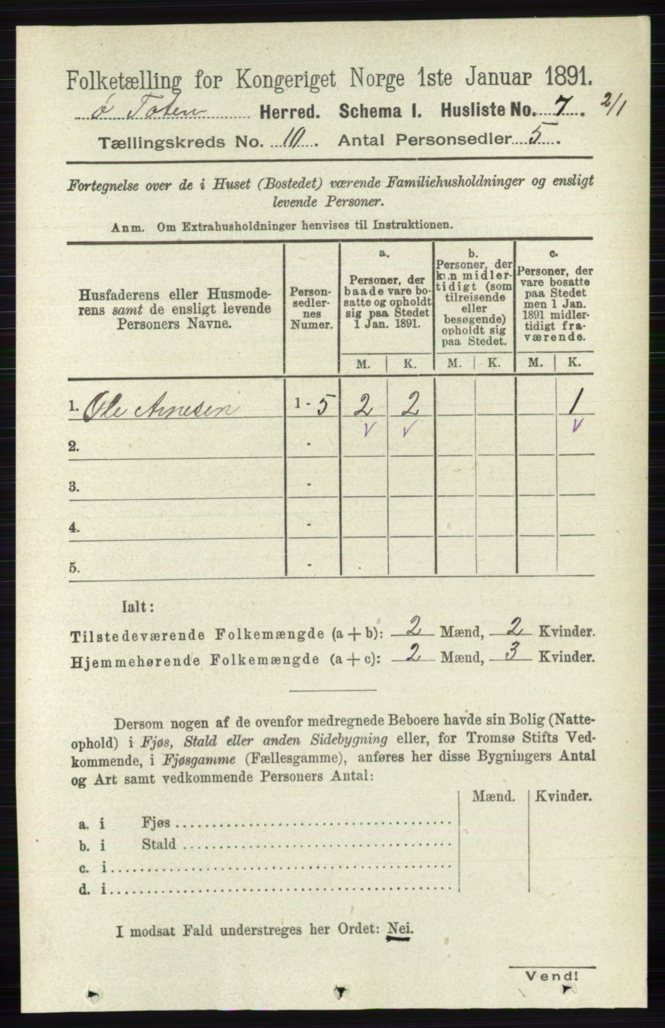 RA, 1891 census for 0528 Østre Toten, 1891, p. 6299