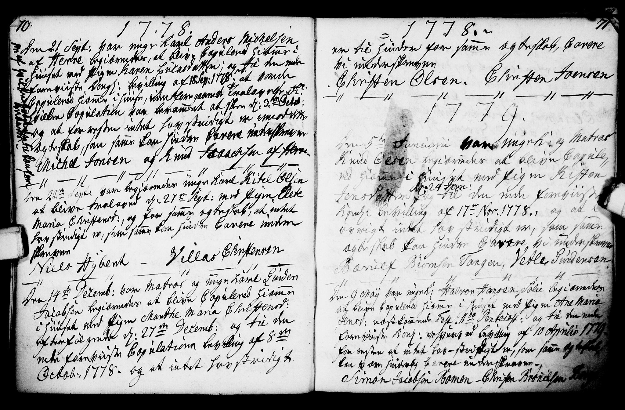 Porsgrunn kirkebøker , SAKO/A-104/F/Fa/L0003: Parish register (official) no. 3, 1764-1814, p. 70-71