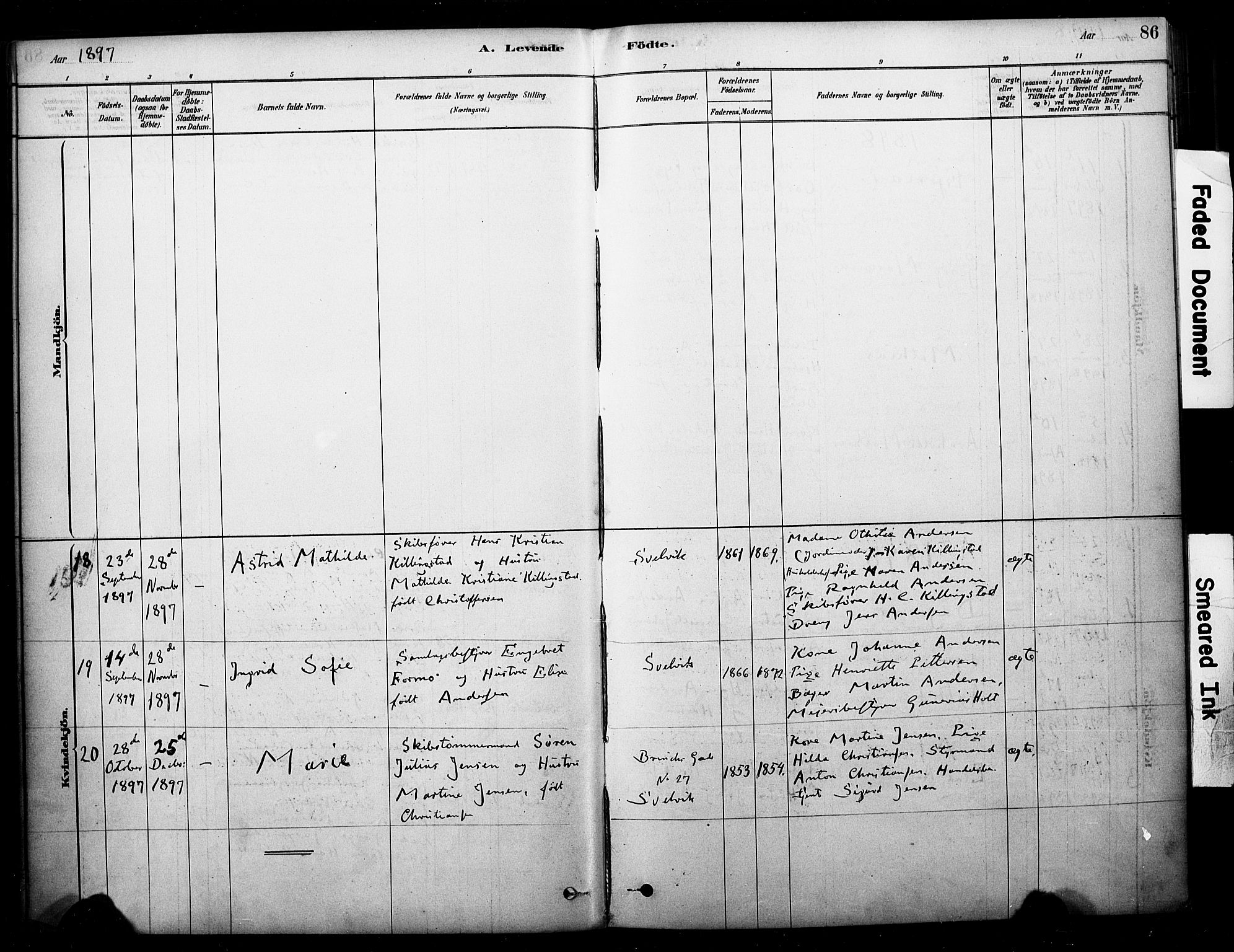 Strømm kirkebøker, AV/SAKO-A-322/F/Fb/L0001: Parish register (official) no. II 1, 1878-1899, p. 86