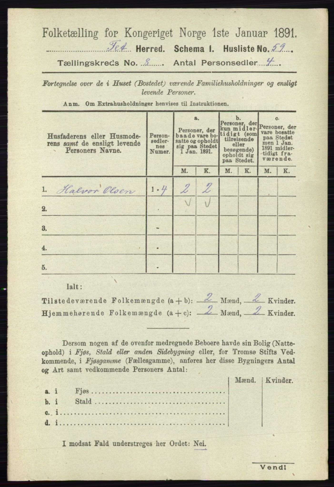 RA, 1891 census for 0227 Fet, 1891, p. 3040