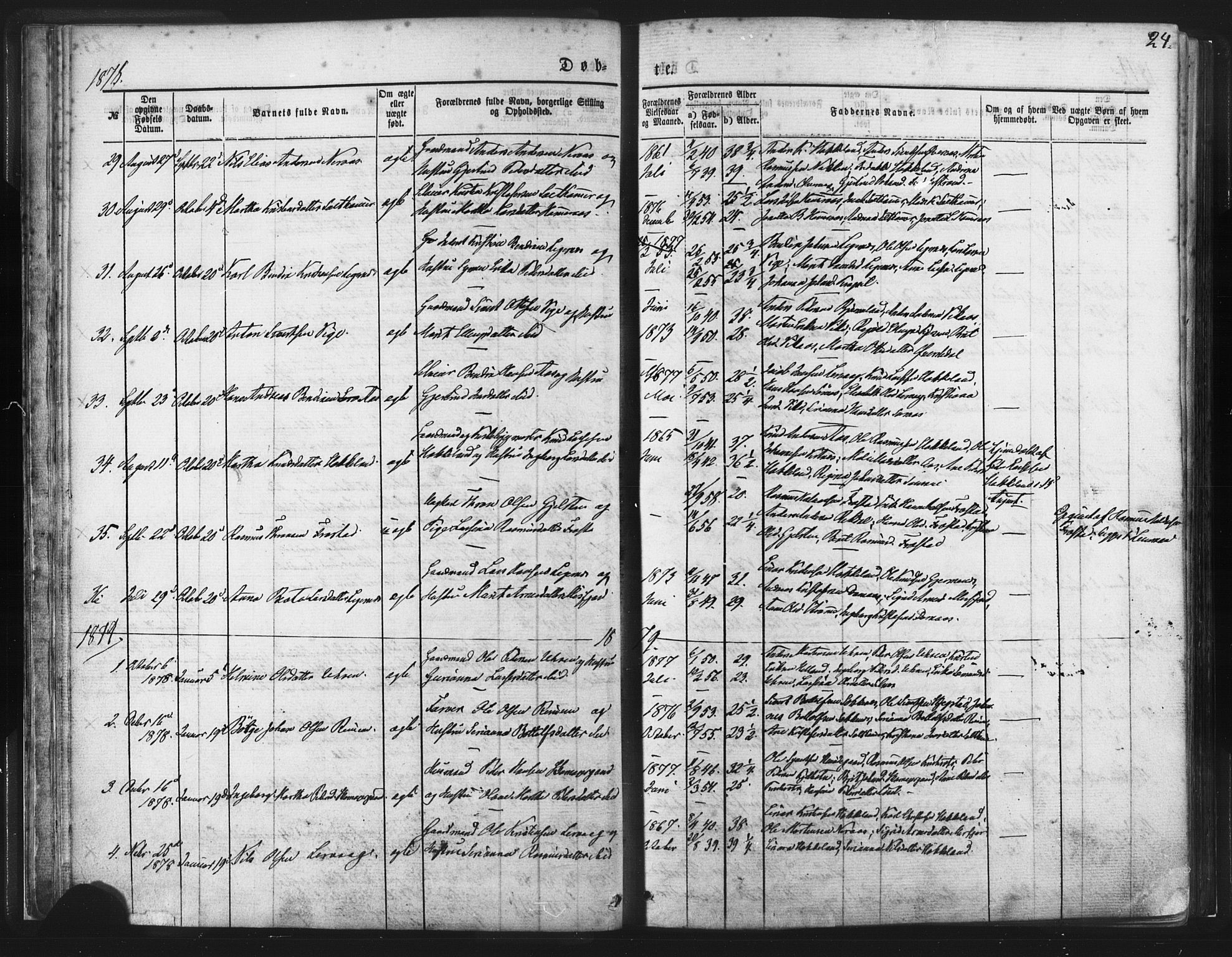 Ministerialprotokoller, klokkerbøker og fødselsregistre - Møre og Romsdal, AV/SAT-A-1454/539/L0530: Parish register (official) no. 539A03, 1872-1886, p. 24