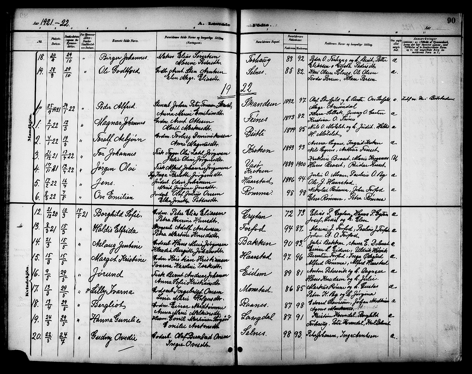 Ministerialprotokoller, klokkerbøker og fødselsregistre - Sør-Trøndelag, SAT/A-1456/655/L0688: Parish register (copy) no. 655C04, 1899-1922, p. 90