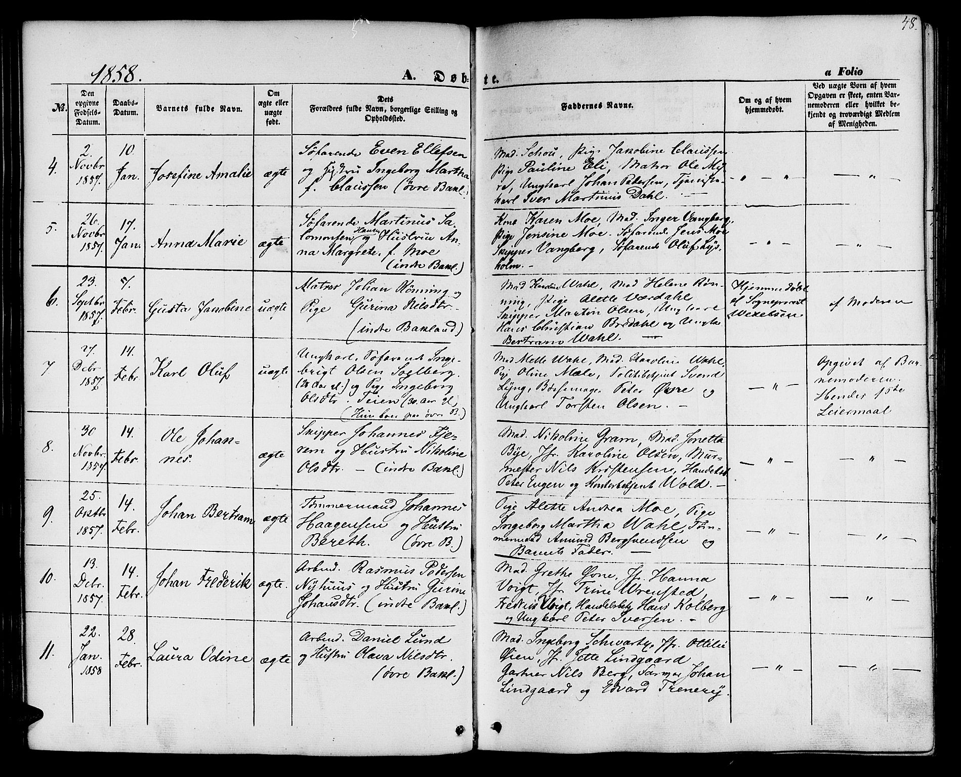Ministerialprotokoller, klokkerbøker og fødselsregistre - Sør-Trøndelag, SAT/A-1456/604/L0184: Parish register (official) no. 604A05, 1851-1860, p. 48