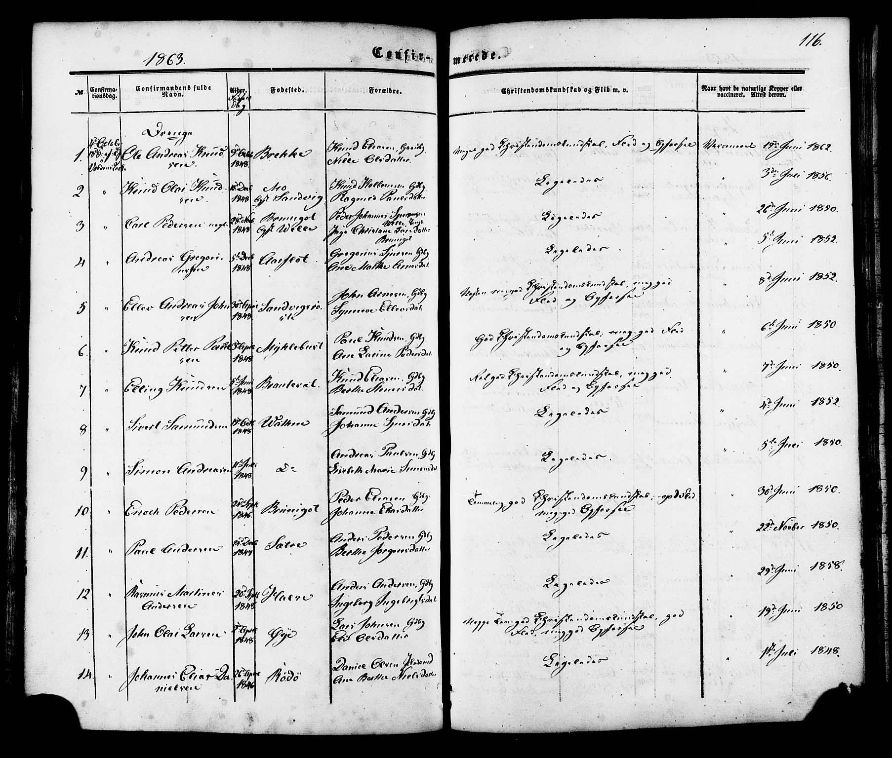 Ministerialprotokoller, klokkerbøker og fødselsregistre - Møre og Romsdal, AV/SAT-A-1454/513/L0175: Parish register (official) no. 513A02, 1856-1877, p. 116