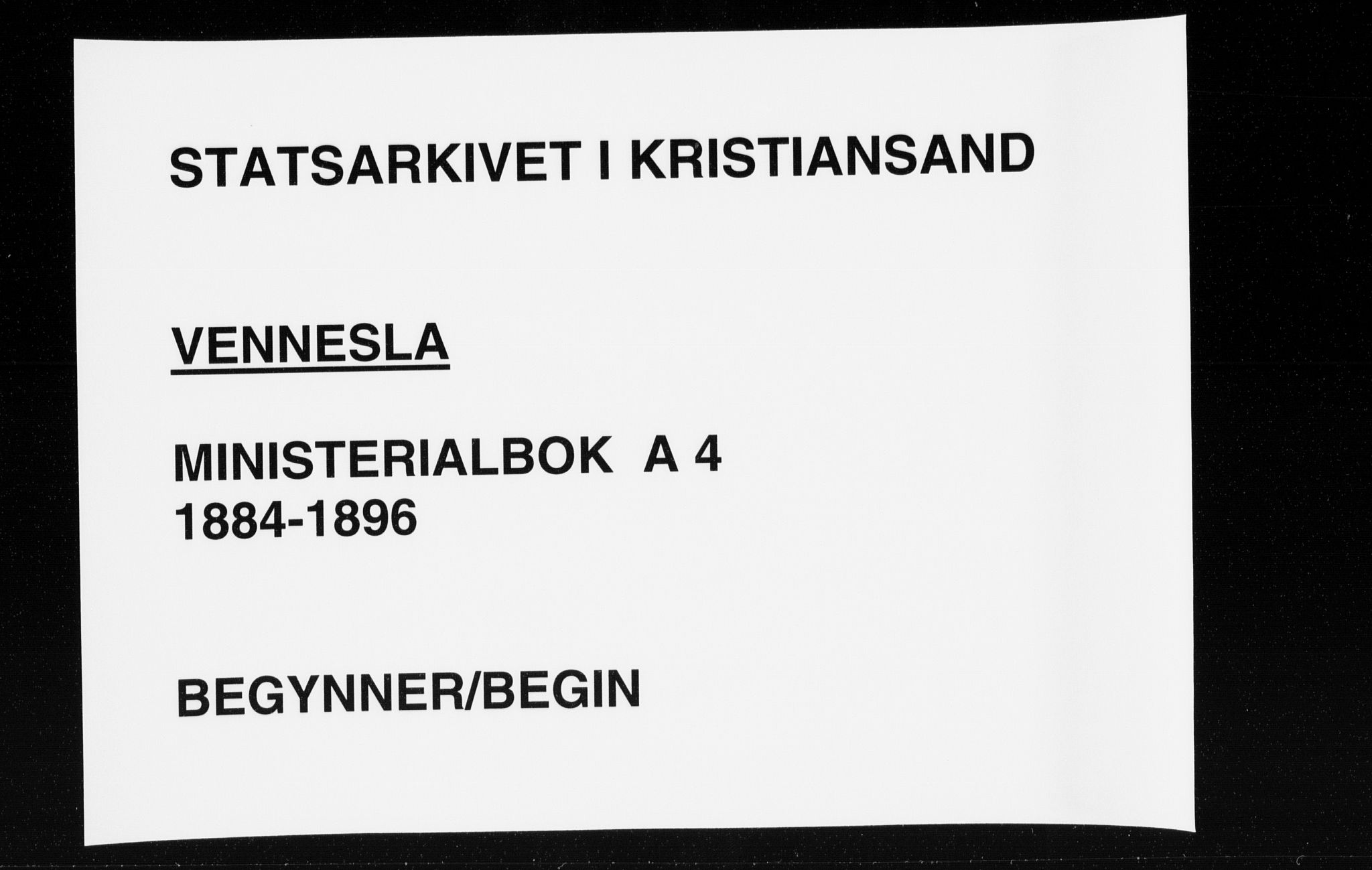 Vennesla sokneprestkontor, SAK/1111-0045/Fa/Fab/L0004: Parish register (official) no. A 4, 1884-1896