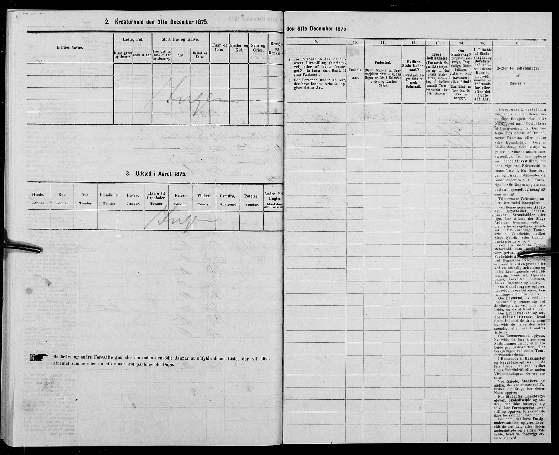 SAK, 1875 census for 1001P Kristiansand, 1875, p. 273