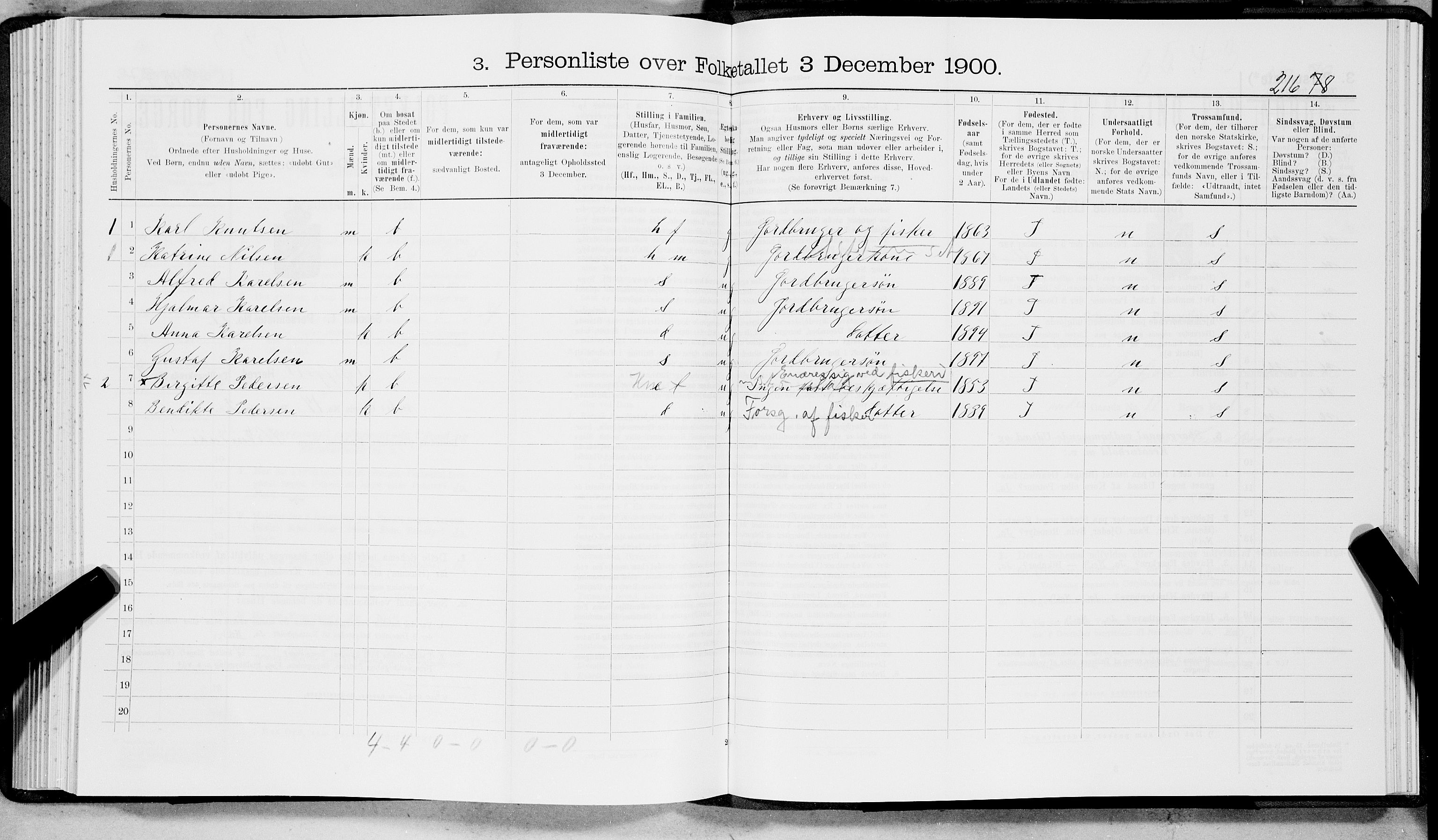 SAT, 1900 census for Tysfjord, 1900, p. 229