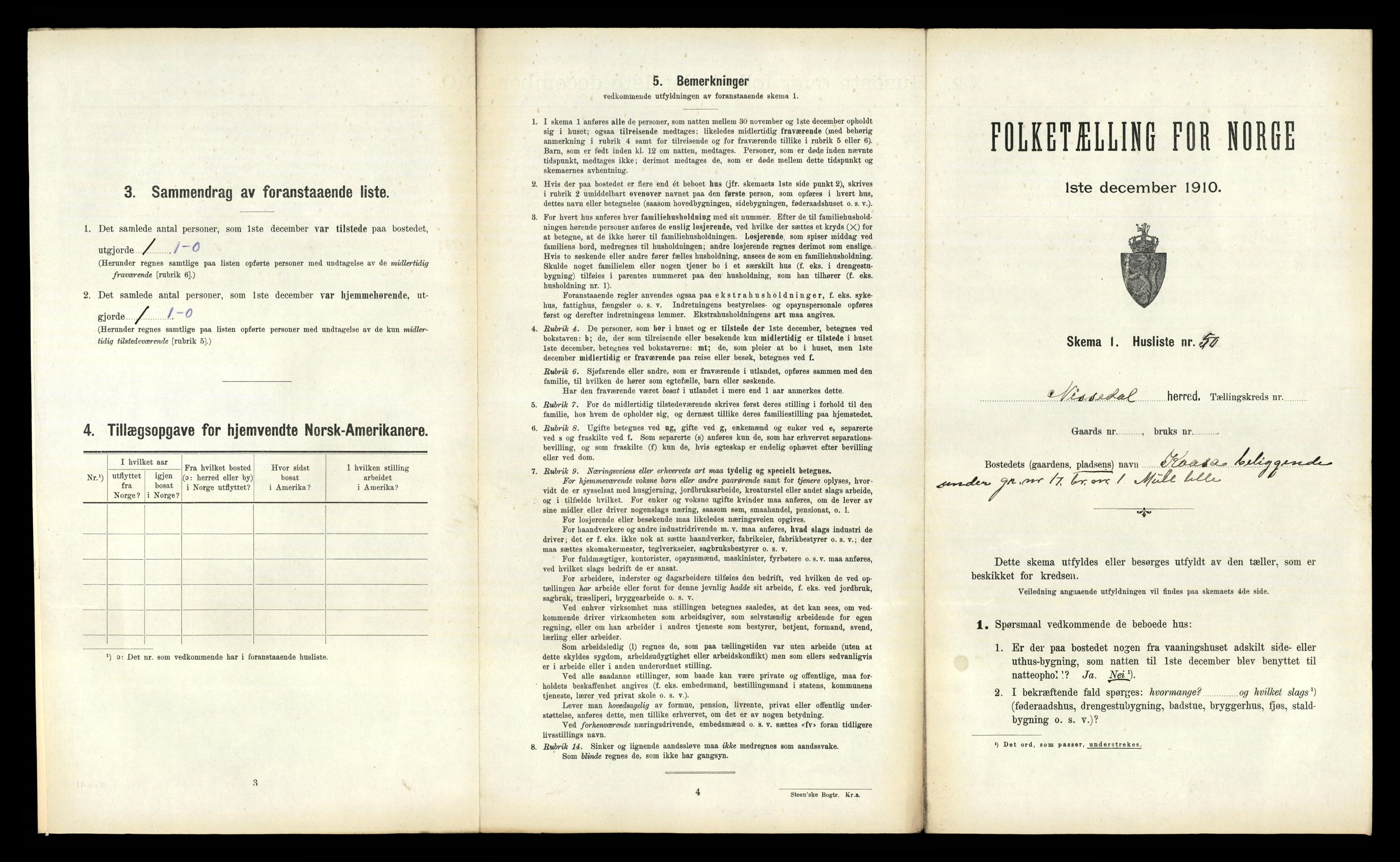 RA, 1910 census for Nissedal, 1910, p. 202