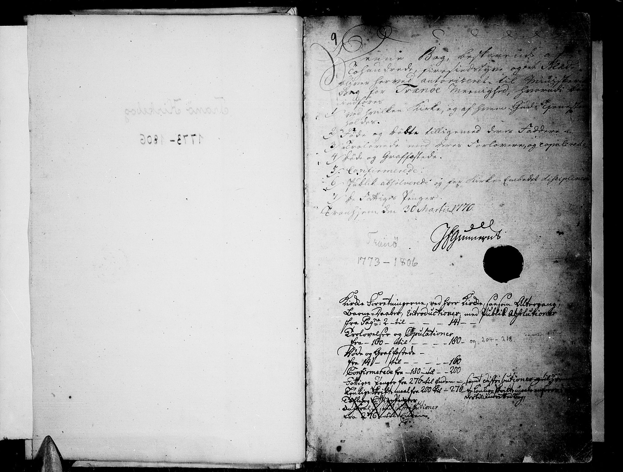 Tranøy sokneprestkontor, AV/SATØ-S-1313/I/Ia/Iaa/L0002kirke: Parish register (official) no. 2, 1773-1806, p. 1