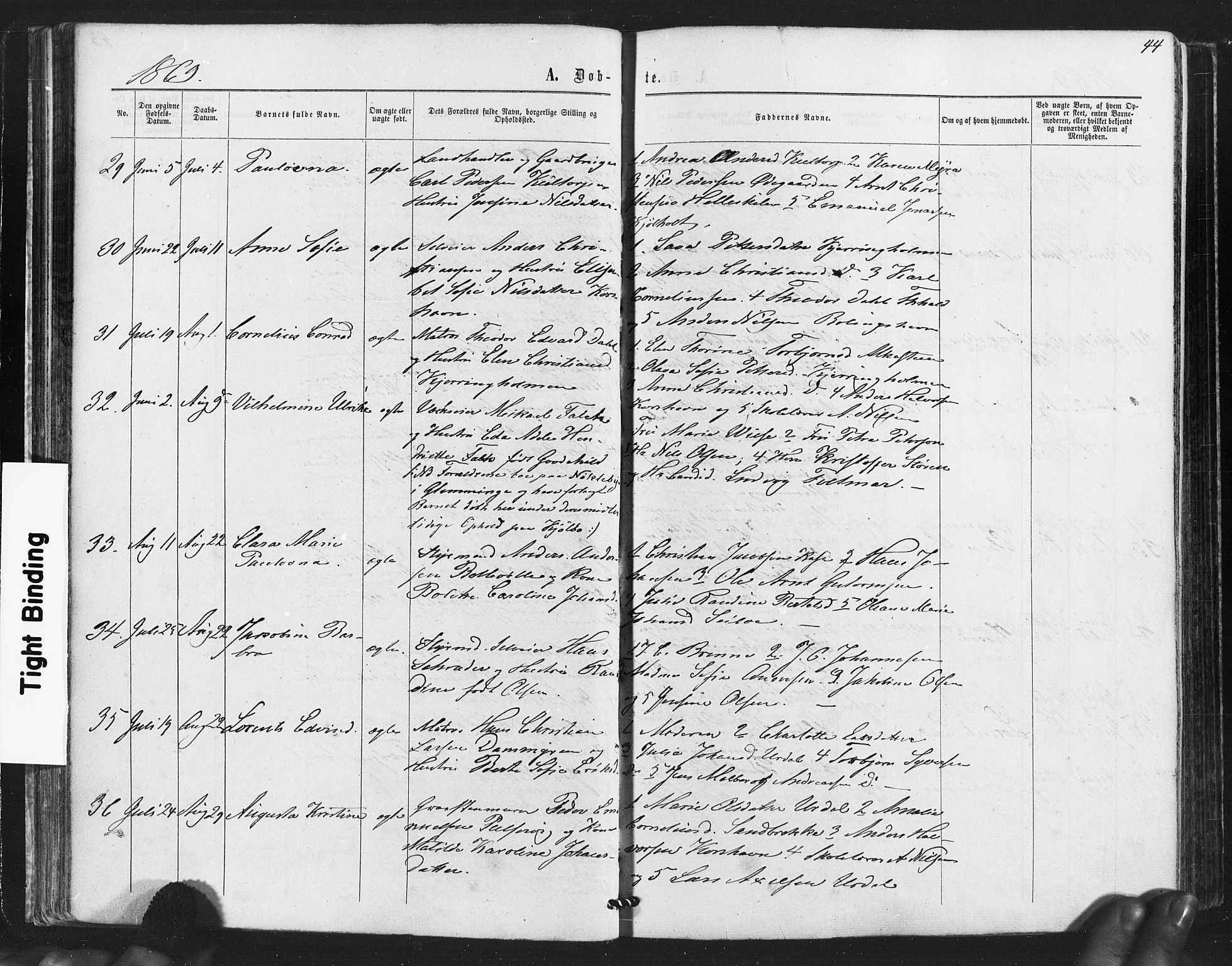 Hvaler prestekontor Kirkebøker, AV/SAO-A-2001/F/Fa/L0007: Parish register (official) no. I 7, 1864-1878, p. 44