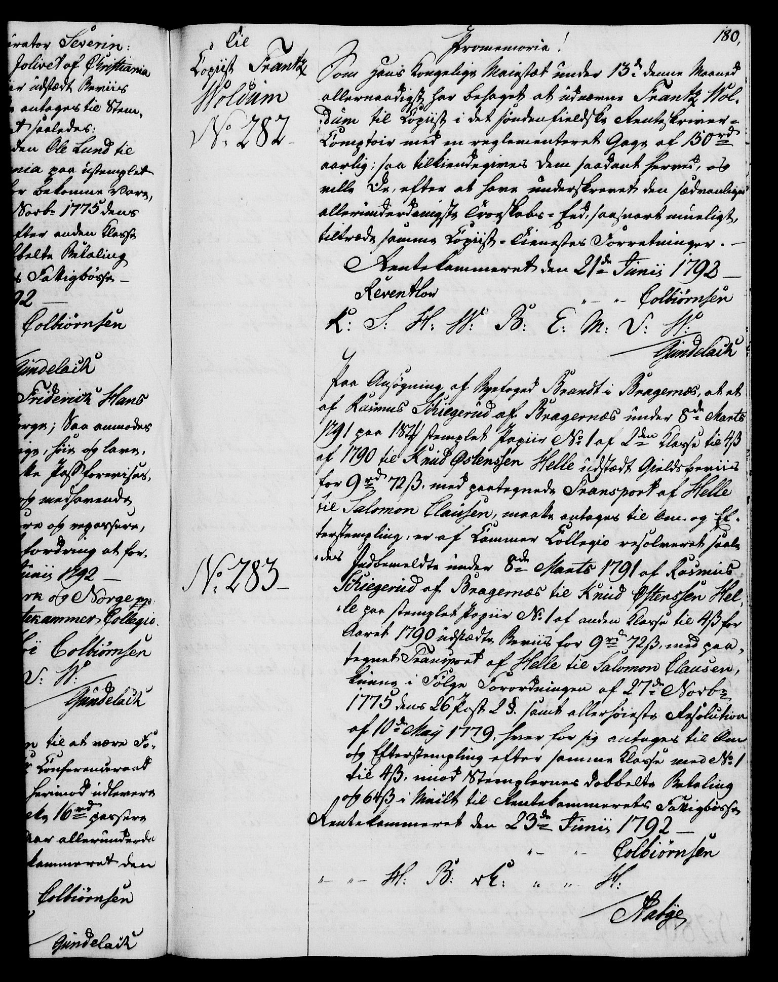 Rentekammeret, Kammerkanselliet, RA/EA-3111/G/Gg/Gga/L0015: Norsk ekspedisjonsprotokoll med register (merket RK 53.15), 1790-1791, p. 180