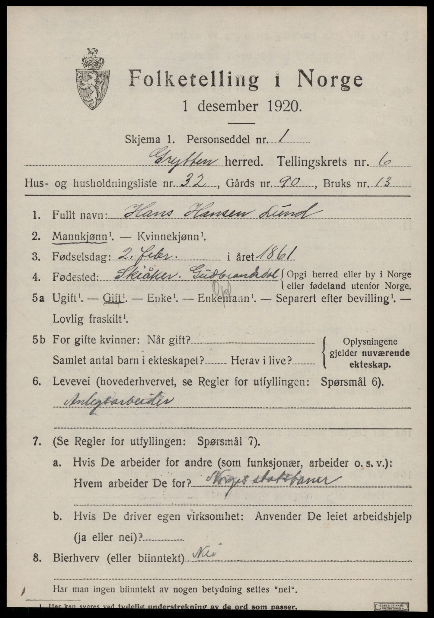 SAT, 1920 census for Grytten, 1920, p. 4514