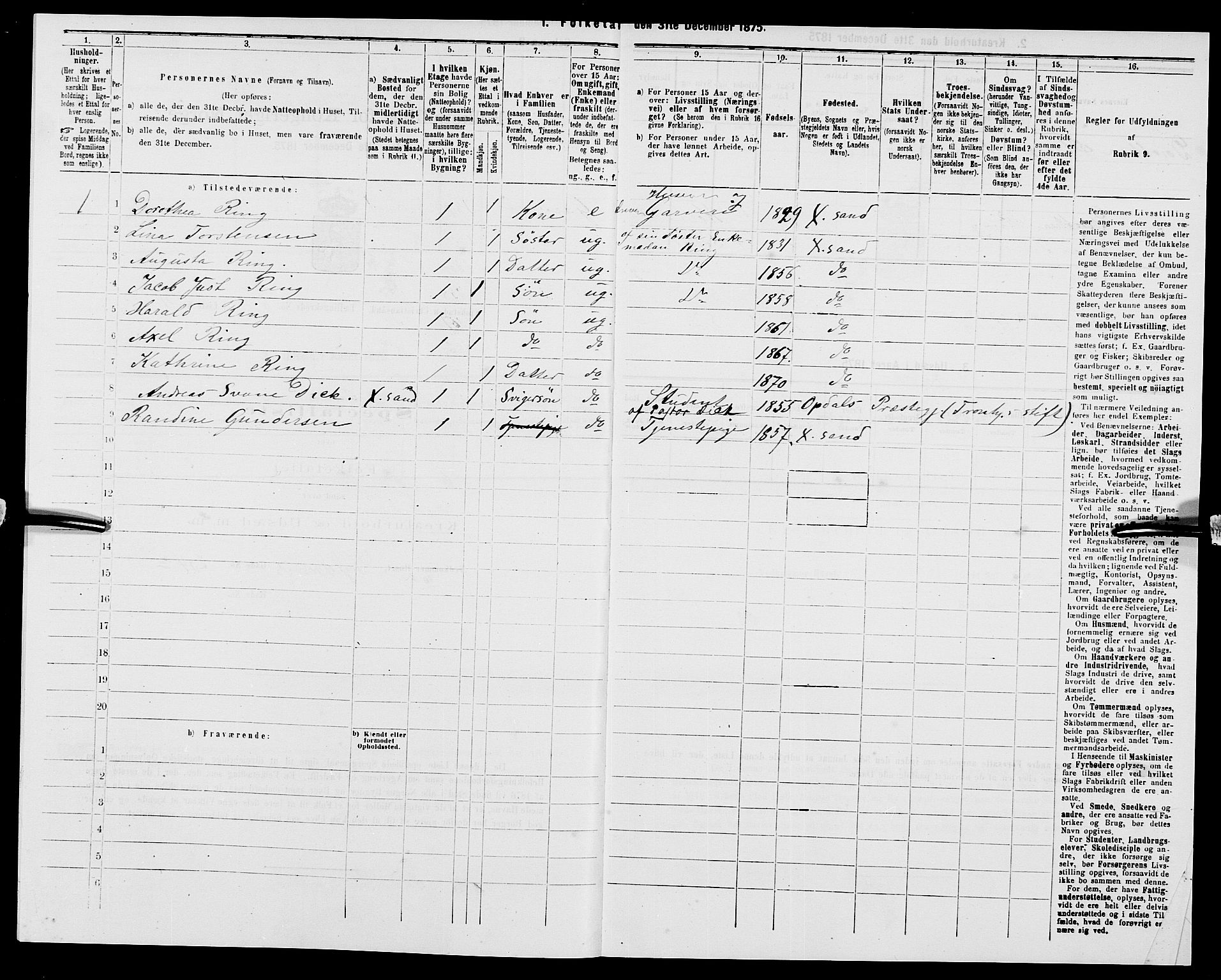 SAK, 1875 census for 1001P Kristiansand, 1875, p. 761