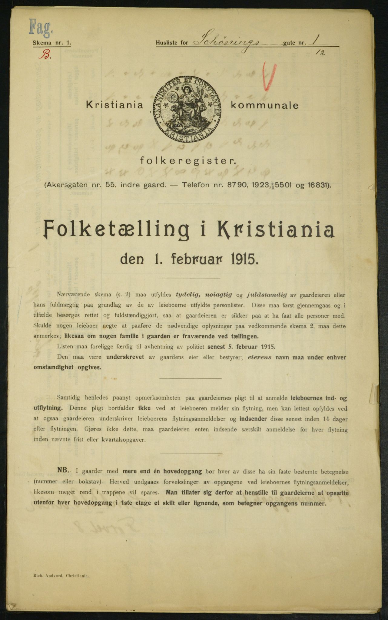 OBA, Municipal Census 1915 for Kristiania, 1915, p. 93066