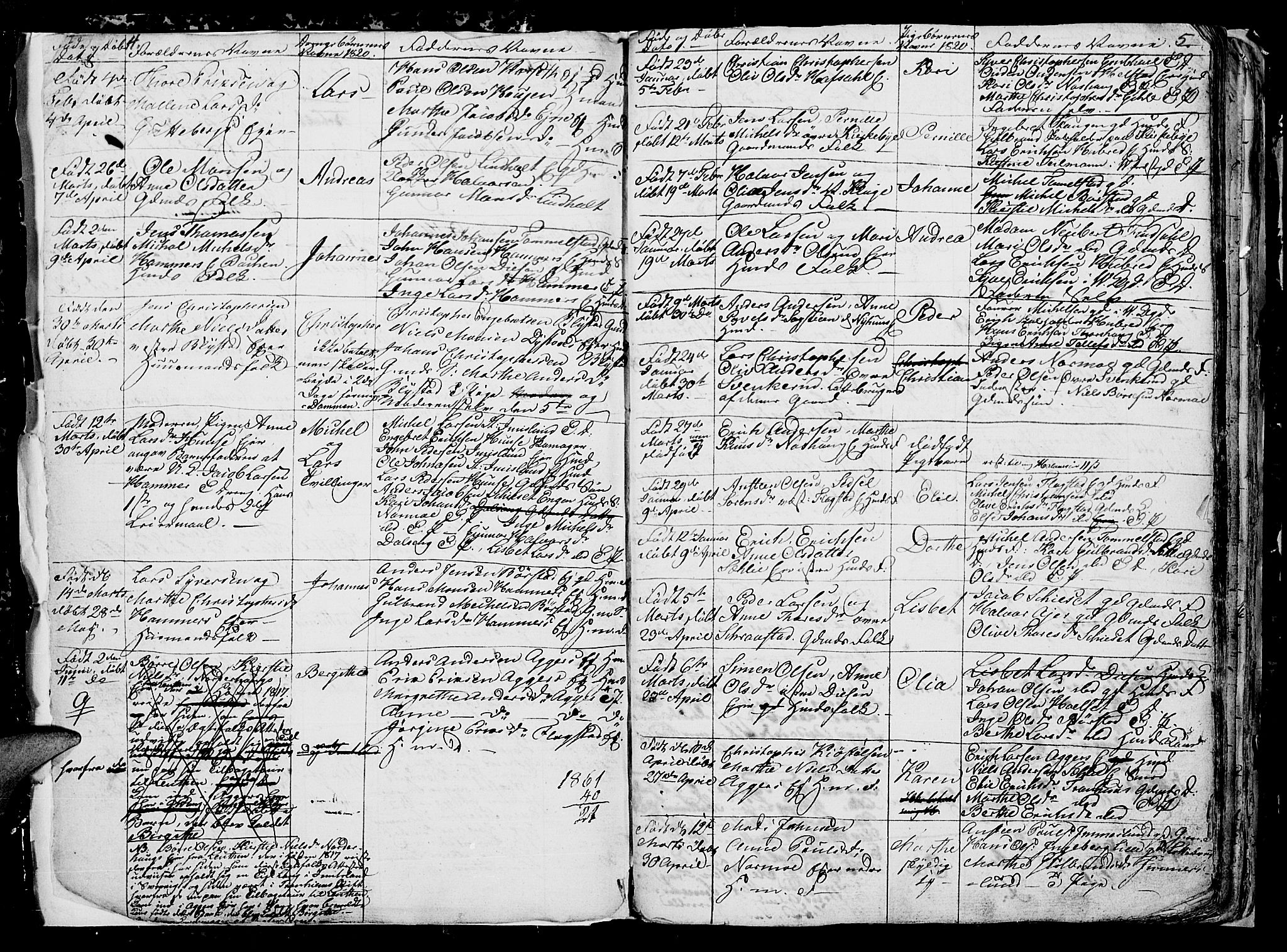 Vang prestekontor, Hedmark, SAH/PREST-008/H/Ha/Hab/L0006: Parish register (copy) no. 6, 1819-1832, p. 4-5