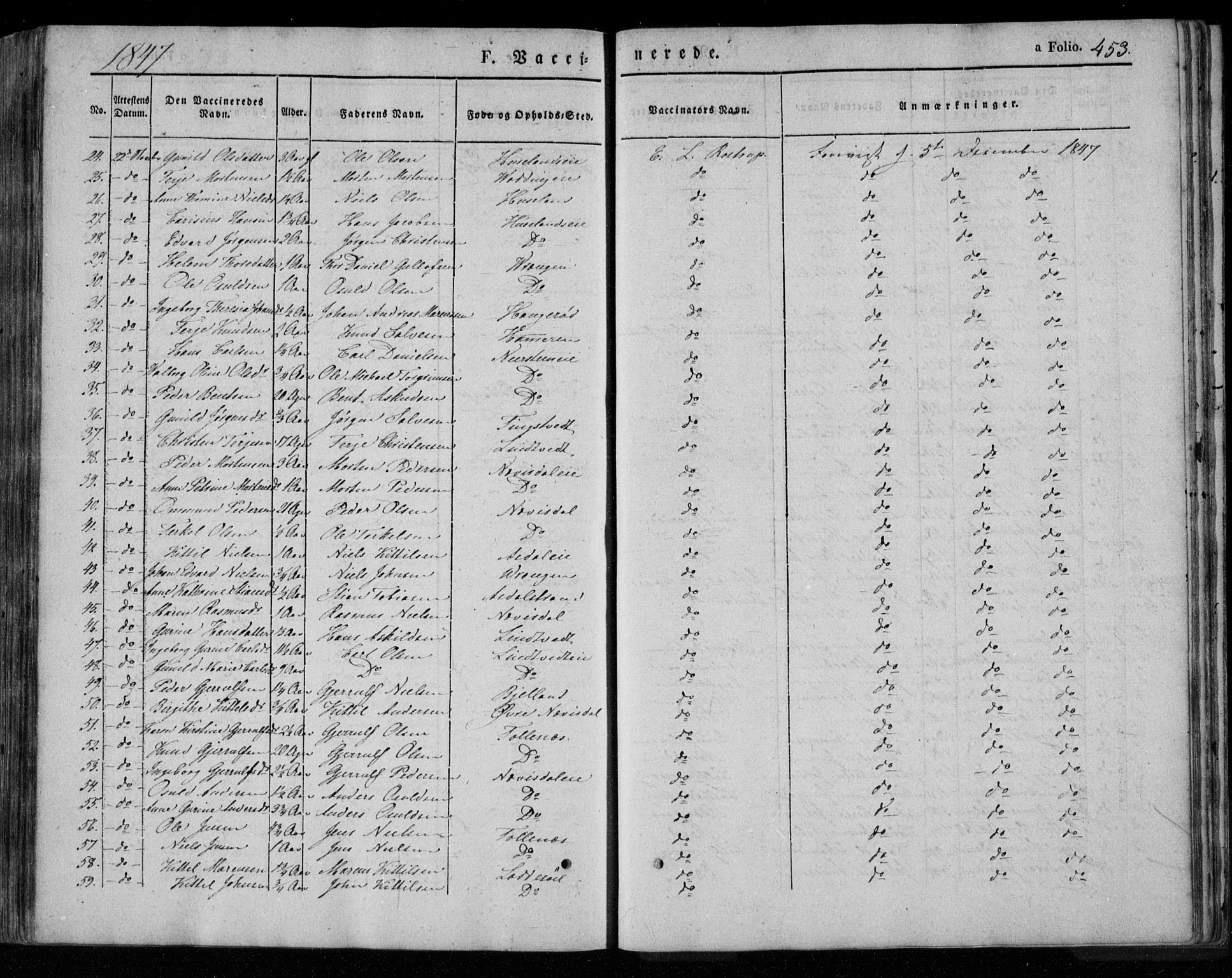 Øyestad sokneprestkontor, AV/SAK-1111-0049/F/Fa/L0014: Parish register (official) no. A 14, 1843-1856, p. 453