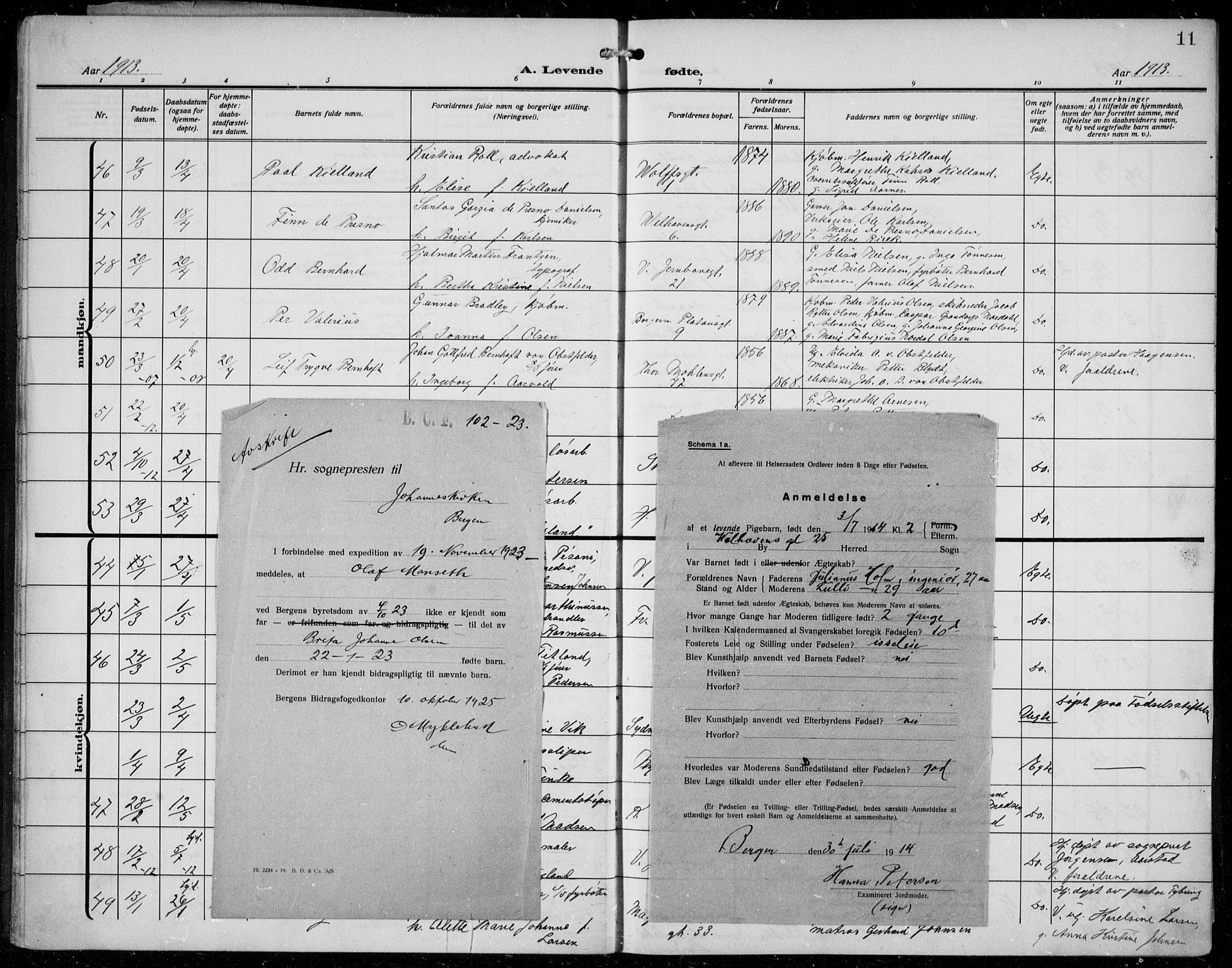 Johanneskirken sokneprestembete, AV/SAB-A-76001/H/Hab: Parish register (copy) no. A 3, 1913-1934, p. 11