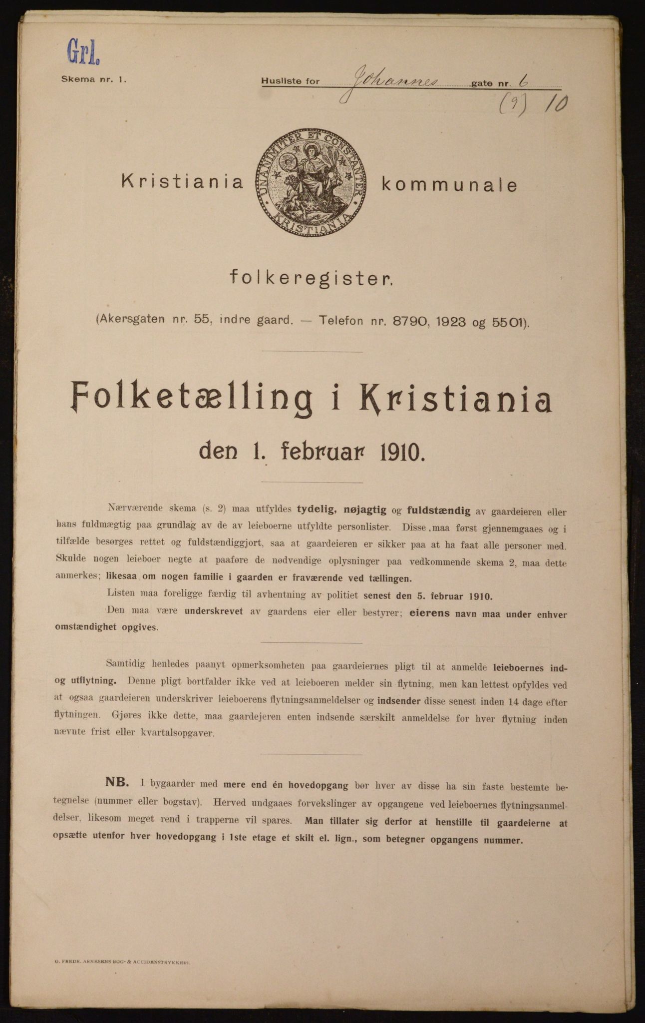 OBA, Municipal Census 1910 for Kristiania, 1910, p. 45847