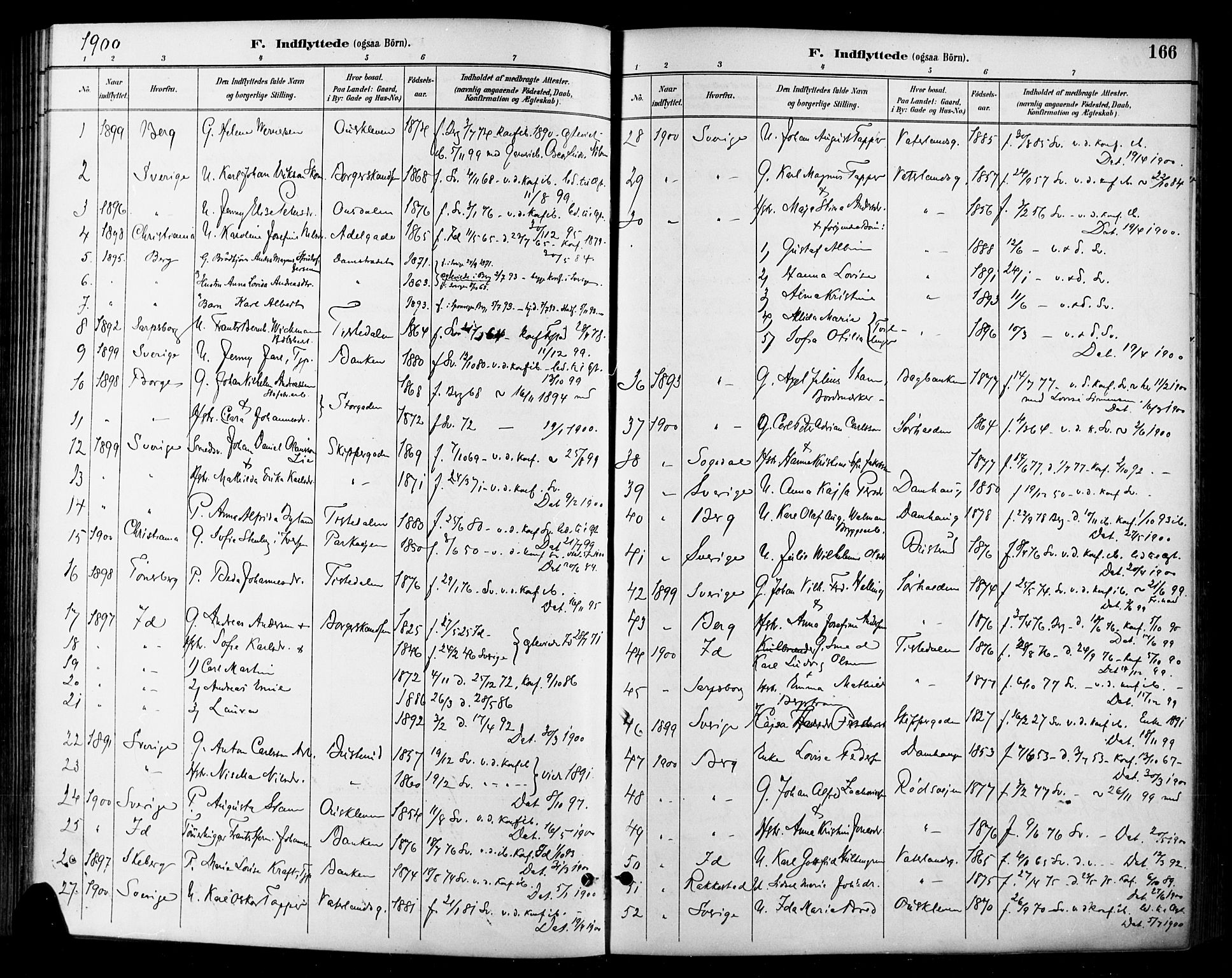 Halden prestekontor Kirkebøker, SAO/A-10909/F/Fa/L0014: Parish register (official) no. I 14, 1890-1906, p. 166