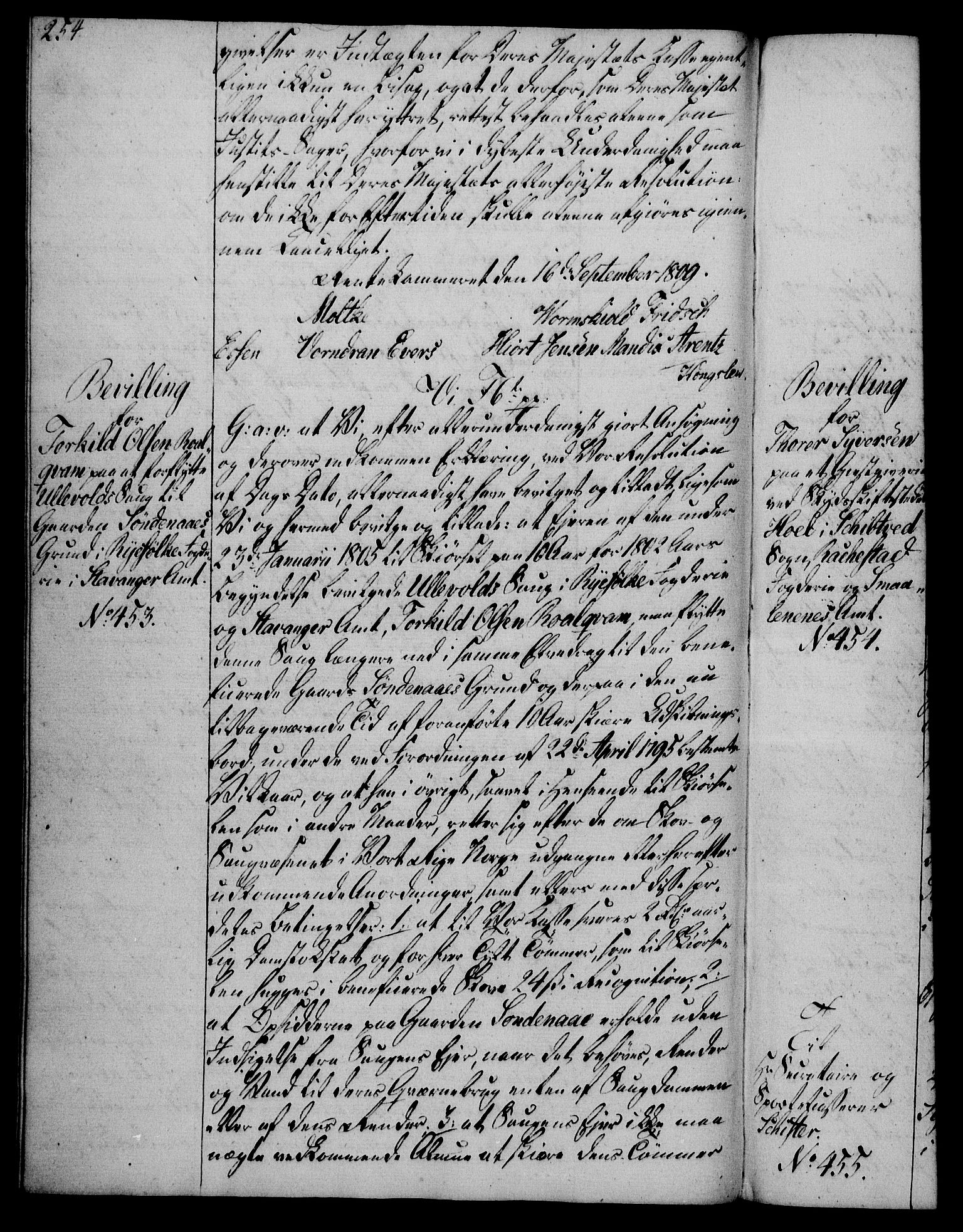 Rentekammeret, Kammerkanselliet, RA/EA-3111/G/Gg/Gga/L0019: Norsk ekspedisjonsprotokoll med register (merket RK 53.19), 1807-1810, p. 254