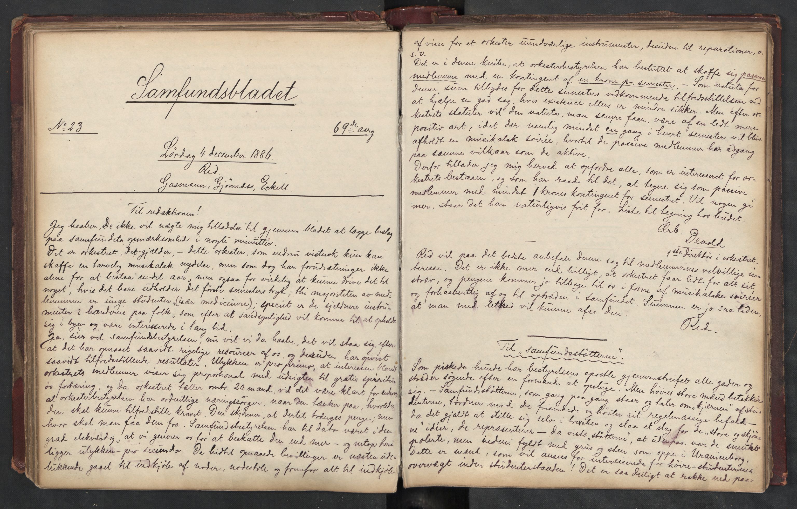 Det Norske Studentersamfund, AV/RA-PA-1322/X/Xa/L0012/0002: -- / Samfundsbladet, 1884-1887, p. 191