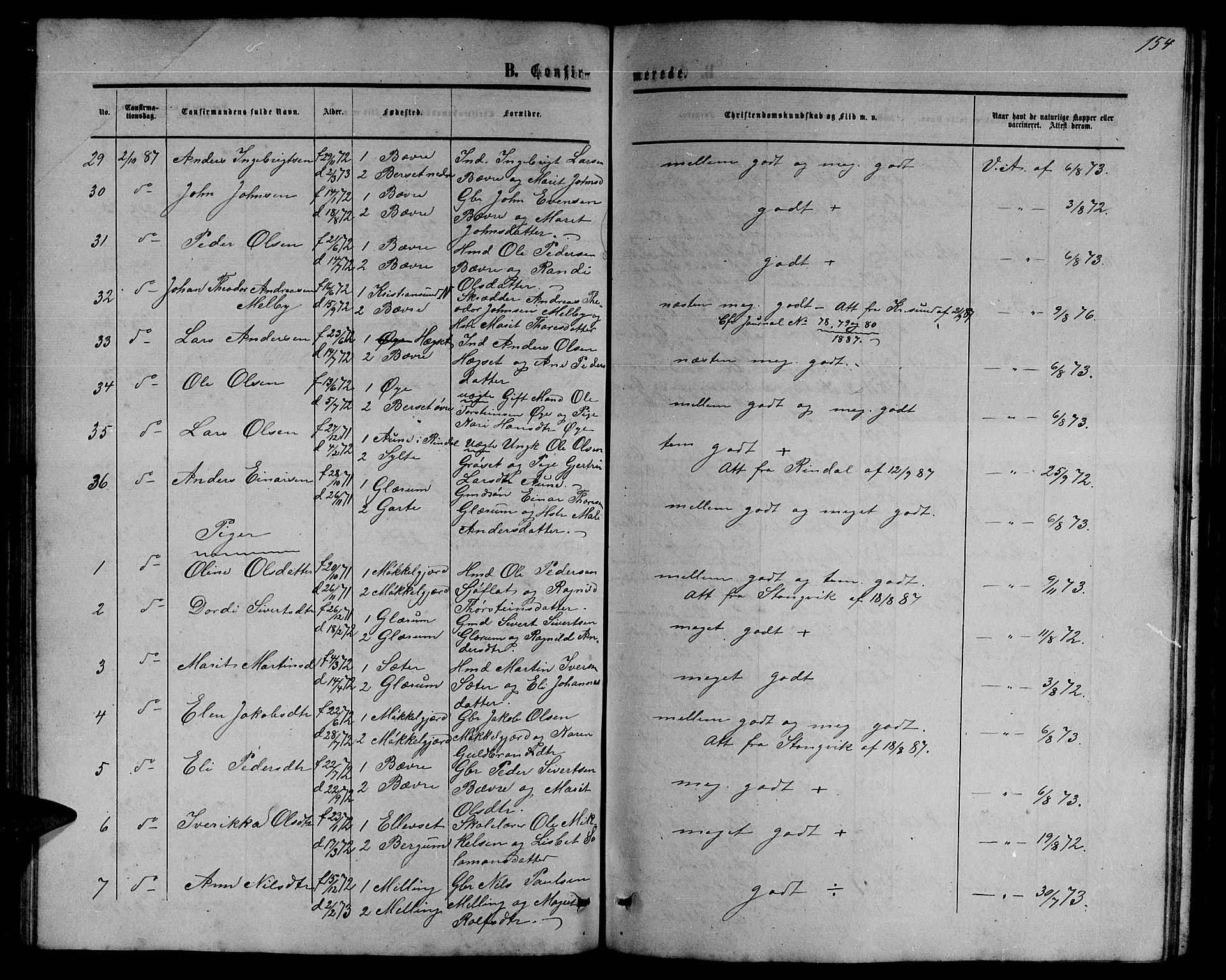 Ministerialprotokoller, klokkerbøker og fødselsregistre - Møre og Romsdal, SAT/A-1454/595/L1051: Parish register (copy) no. 595C03, 1866-1891, p. 154