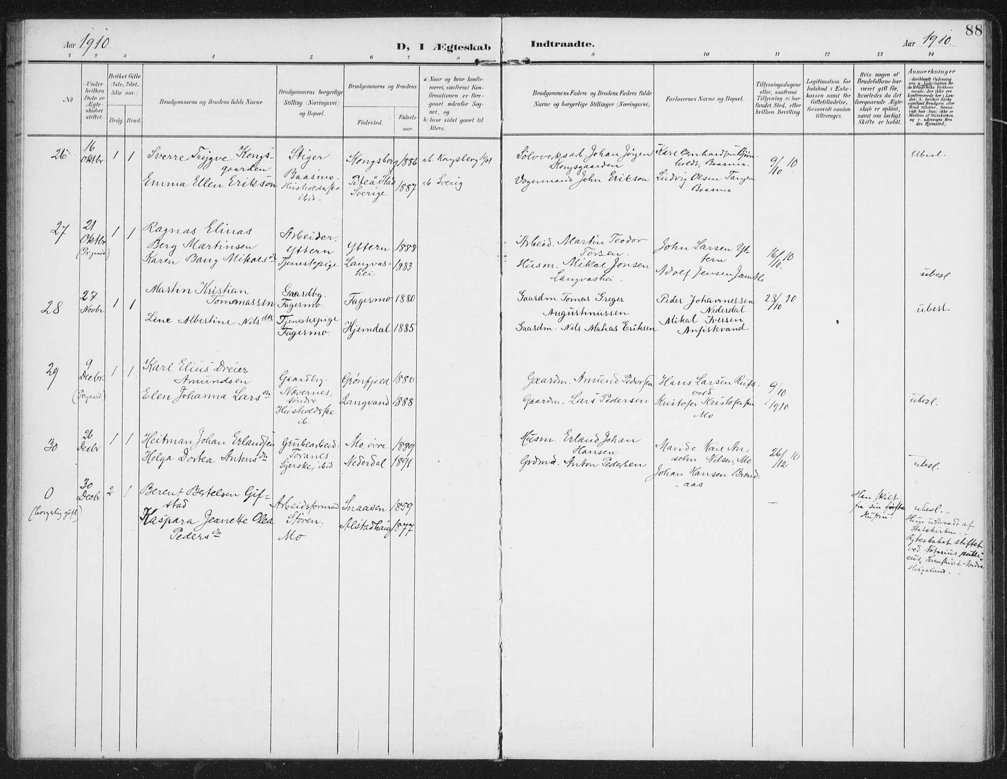 Ministerialprotokoller, klokkerbøker og fødselsregistre - Nordland, AV/SAT-A-1459/827/L0403: Parish register (official) no. 827A15, 1903-1912, p. 88