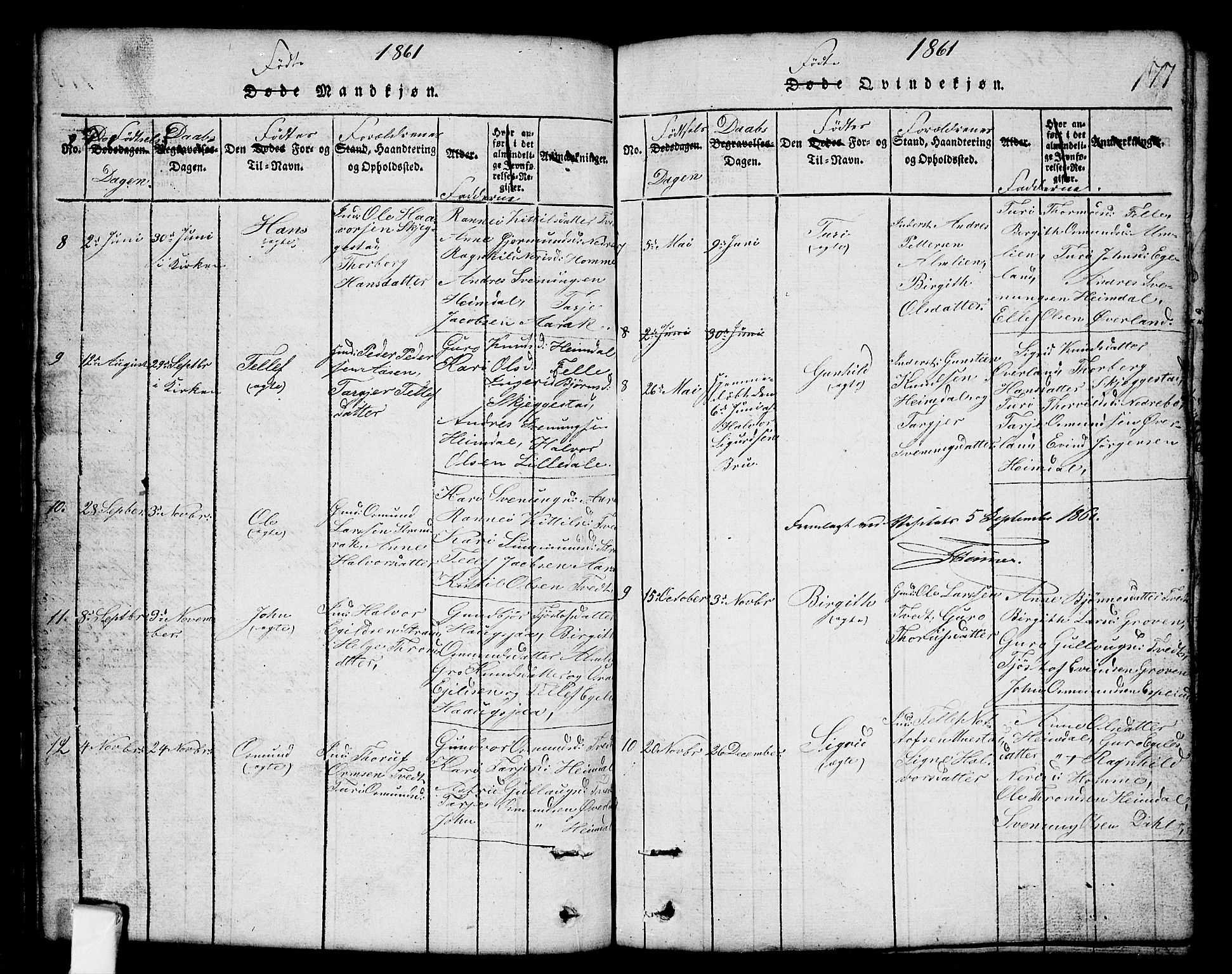 Nissedal kirkebøker, SAKO/A-288/G/Gb/L0001: Parish register (copy) no. II 1, 1814-1862, p. 177