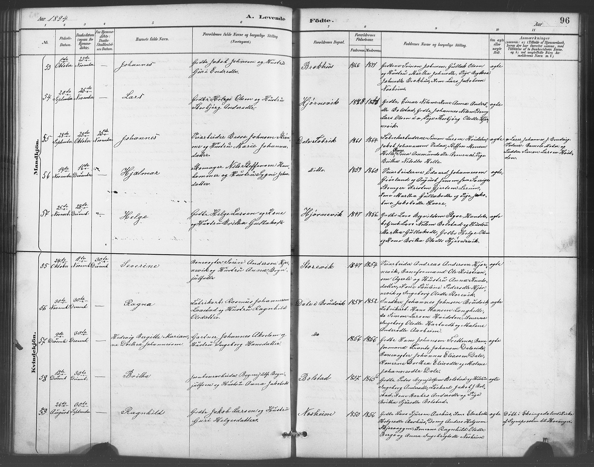 Evanger sokneprestembete, AV/SAB-A-99924: Parish register (copy) no. A 4, 1887-1897, p. 96