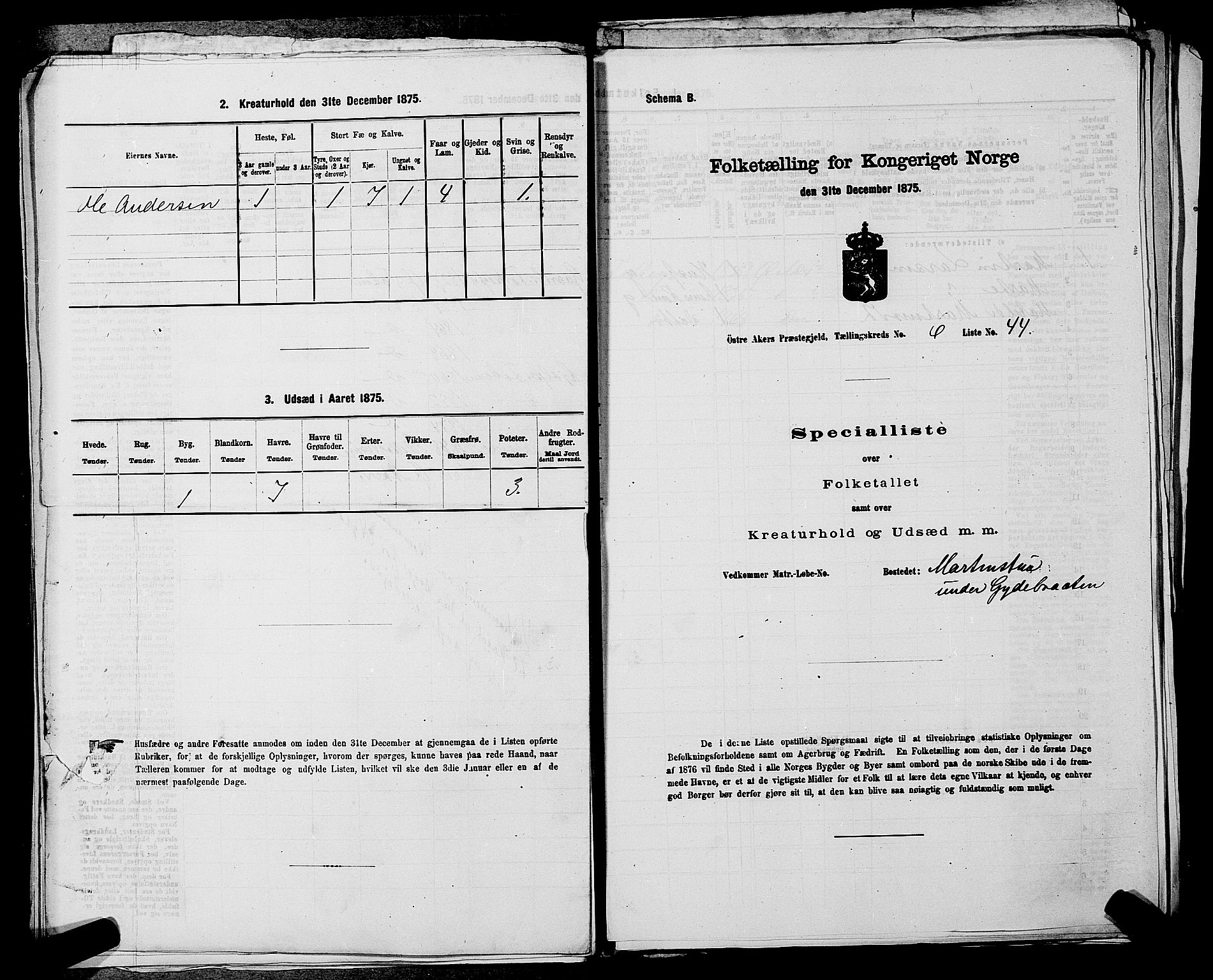 RA, 1875 census for 0218bP Østre Aker, 1875, p. 1614