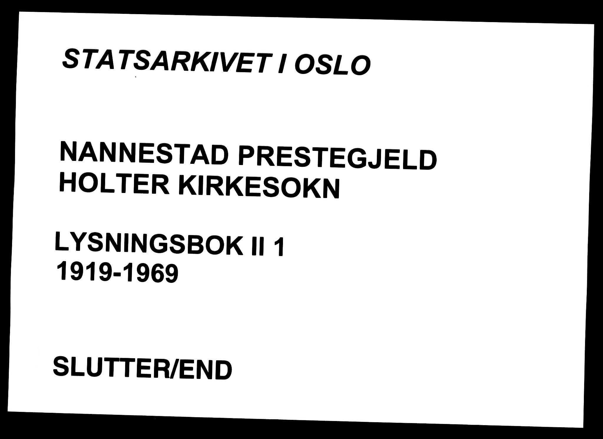 Nannestad prestekontor Kirkebøker, AV/SAO-A-10414a/H/Hb/L0001: Banns register no. II 1, 1919-1969