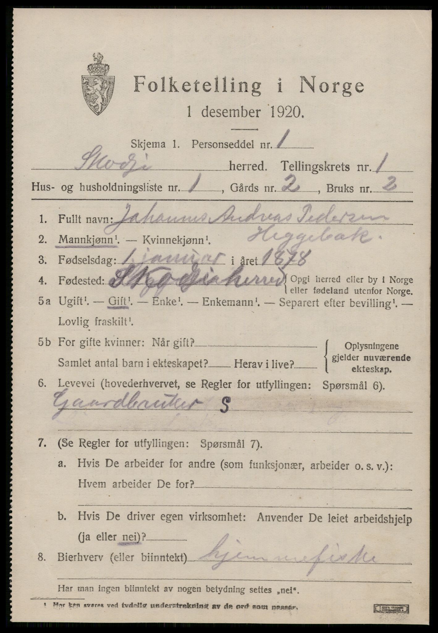 SAT, 1920 census for Skodje, 1920, p. 663