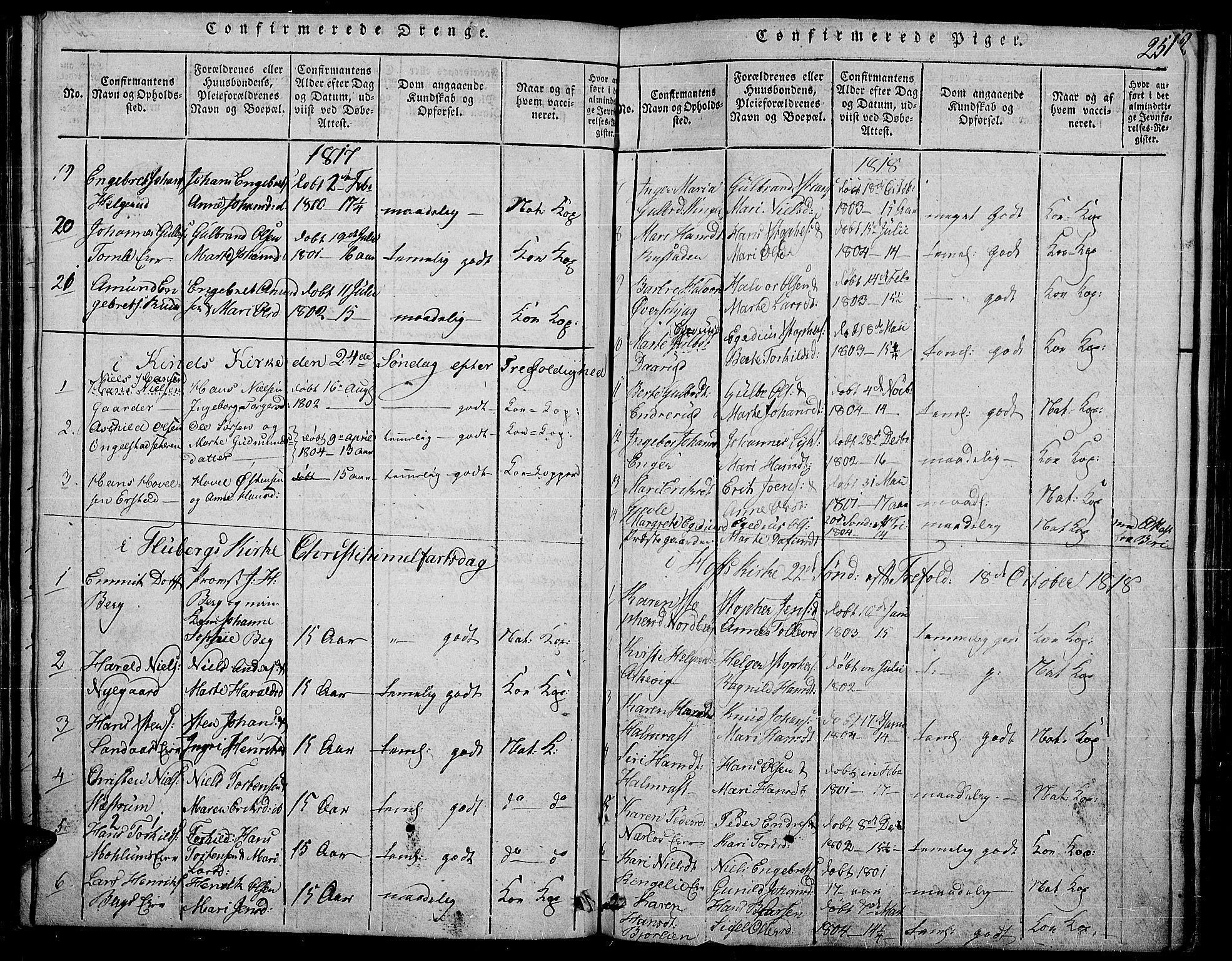 Land prestekontor, SAH/PREST-120/H/Ha/Haa/L0007: Parish register (official) no. 7, 1814-1830, p. 251