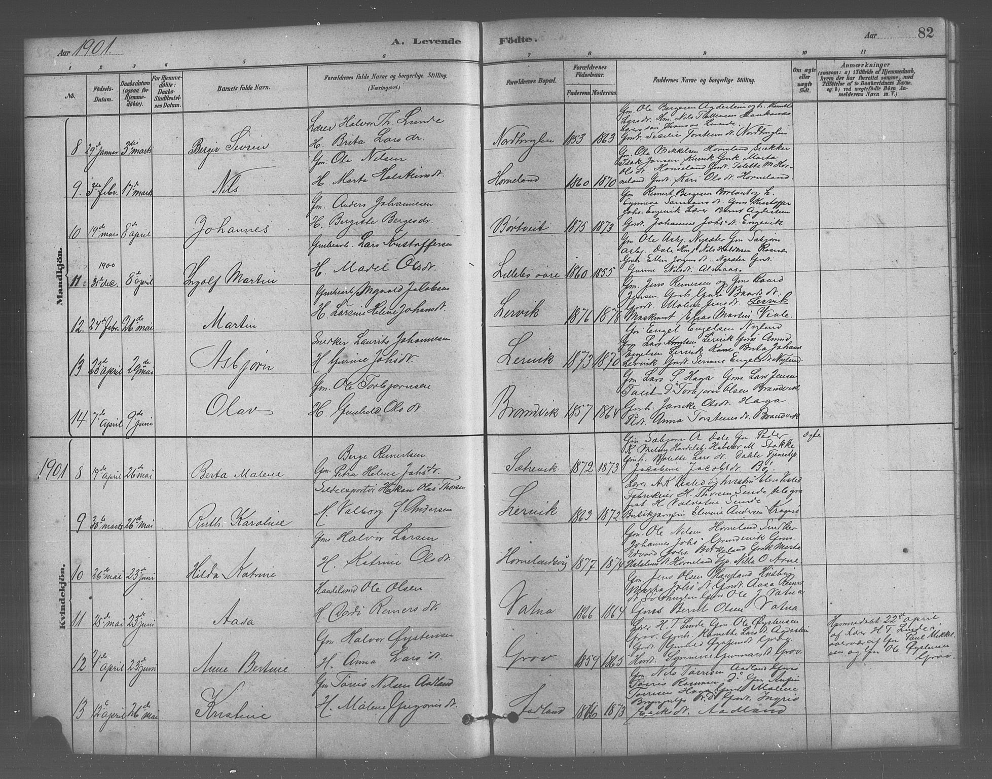 Stord sokneprestembete, AV/SAB-A-78201/H/Hab: Parish register (copy) no. A 2, 1879-1909, p. 82