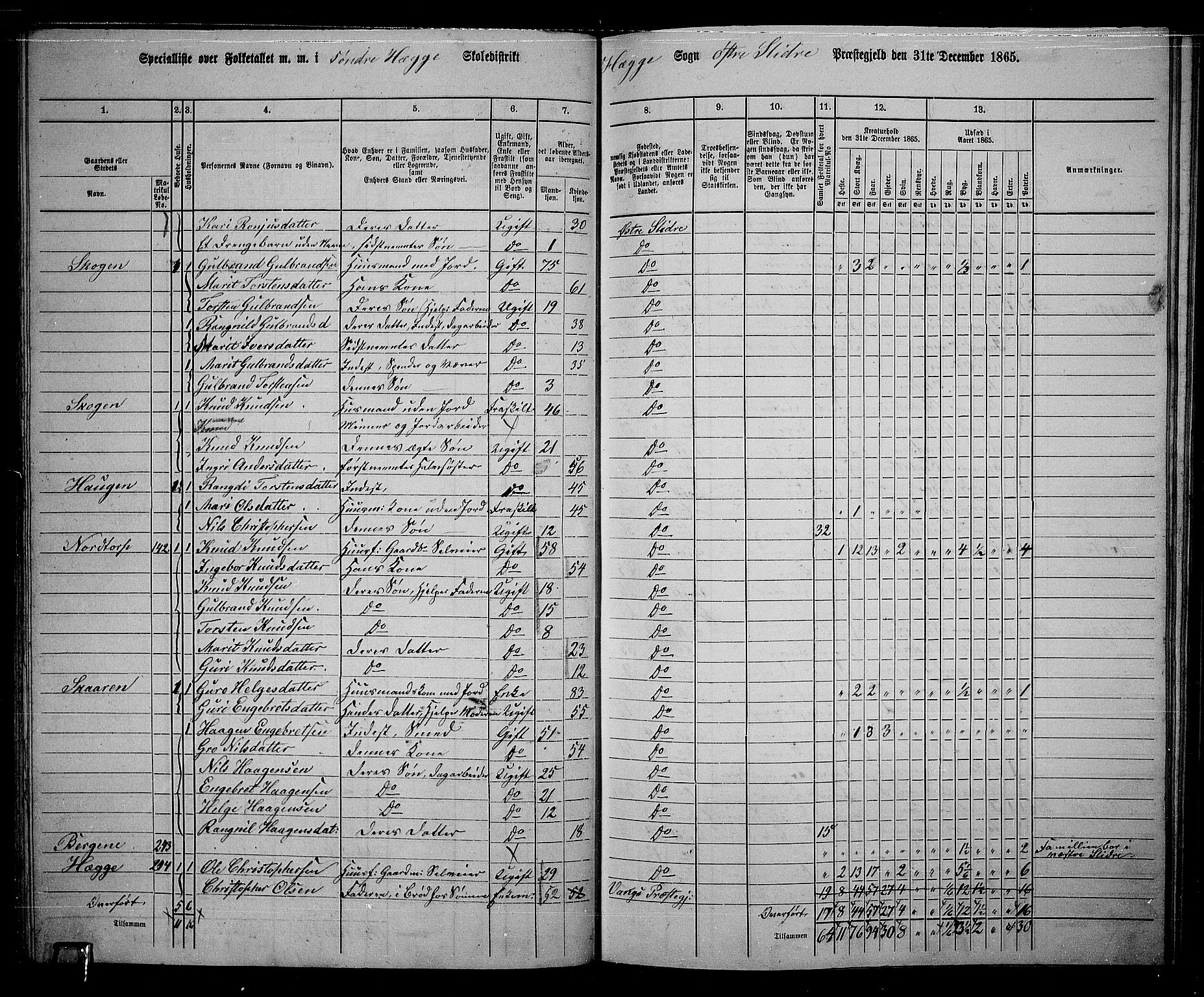 RA, 1865 census for Øystre Slidre, 1865, p. 48