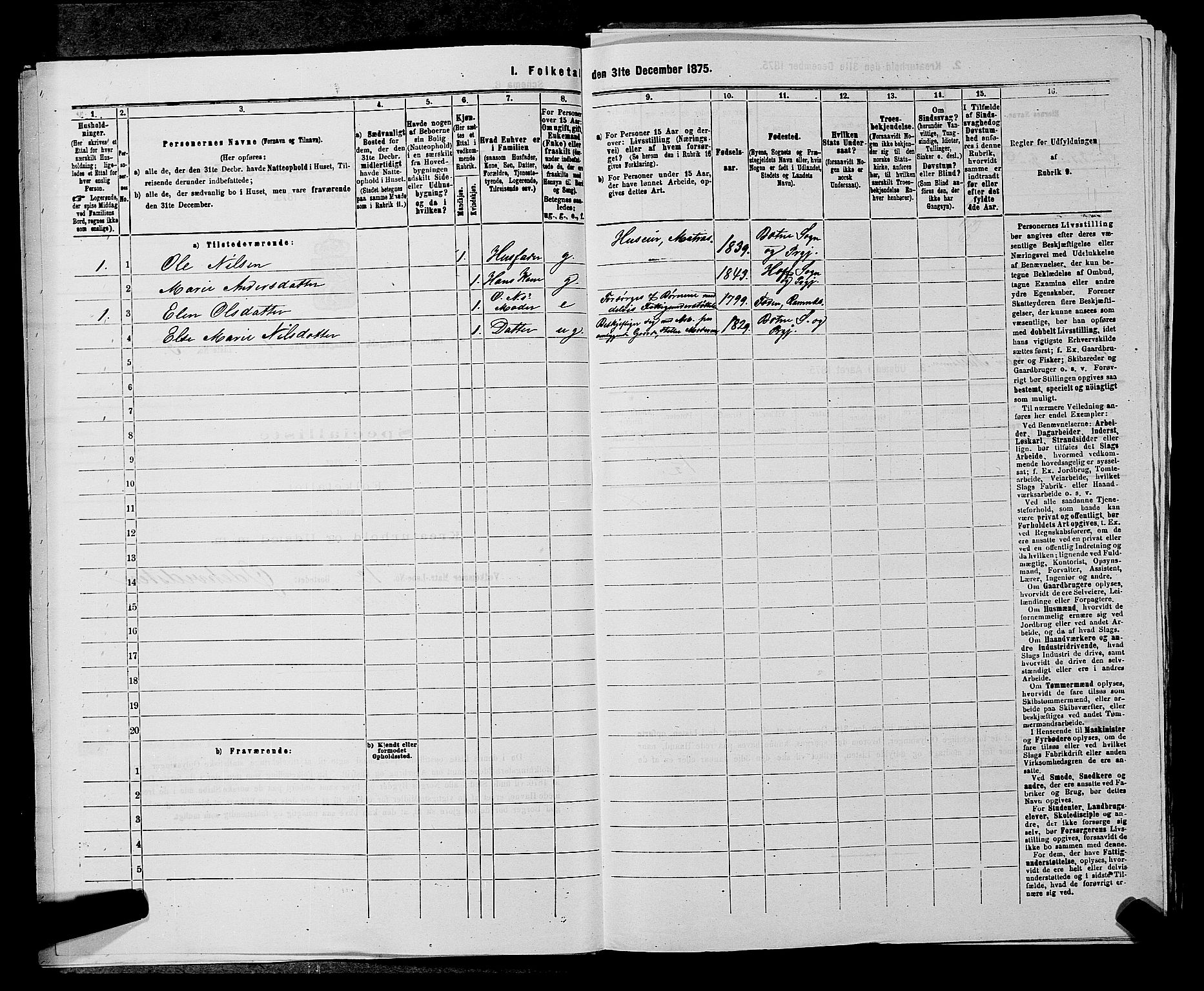 SAKO, 1875 census for 0715P Botne, 1875, p. 55