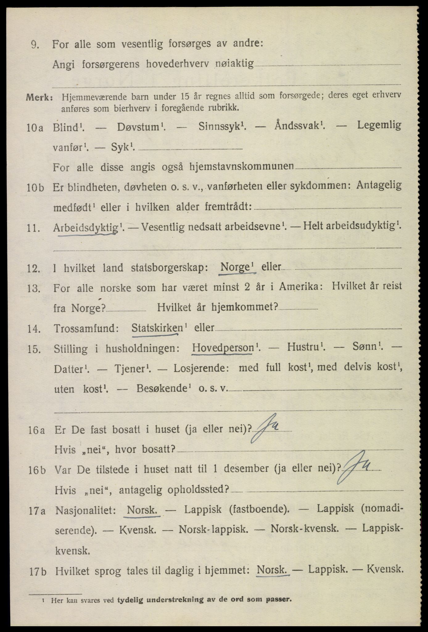 SAT, 1920 census for Langenes, 1920, p. 1147