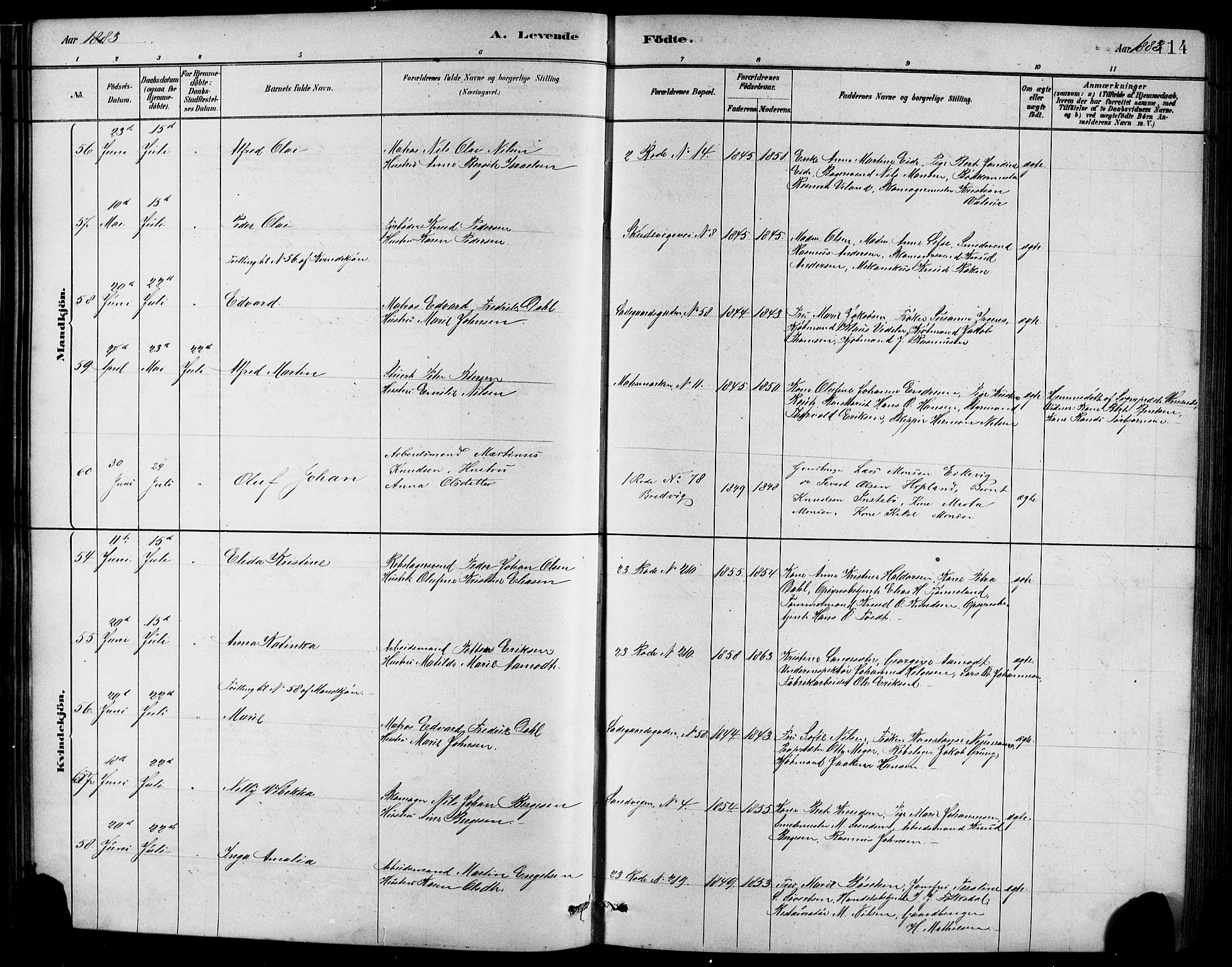 Sandviken Sokneprestembete, AV/SAB-A-77601/H/Hb/L0001: Parish register (copy) no. A 2, 1879-1892, p. 114